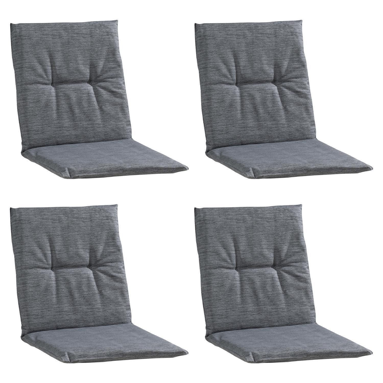 GO-DE Polsterauflage INDIGRO, 48 x 98 cm, Grau, für Niederlehnstühle, (4 St), Gartenstuhlauflage für Niederlehner