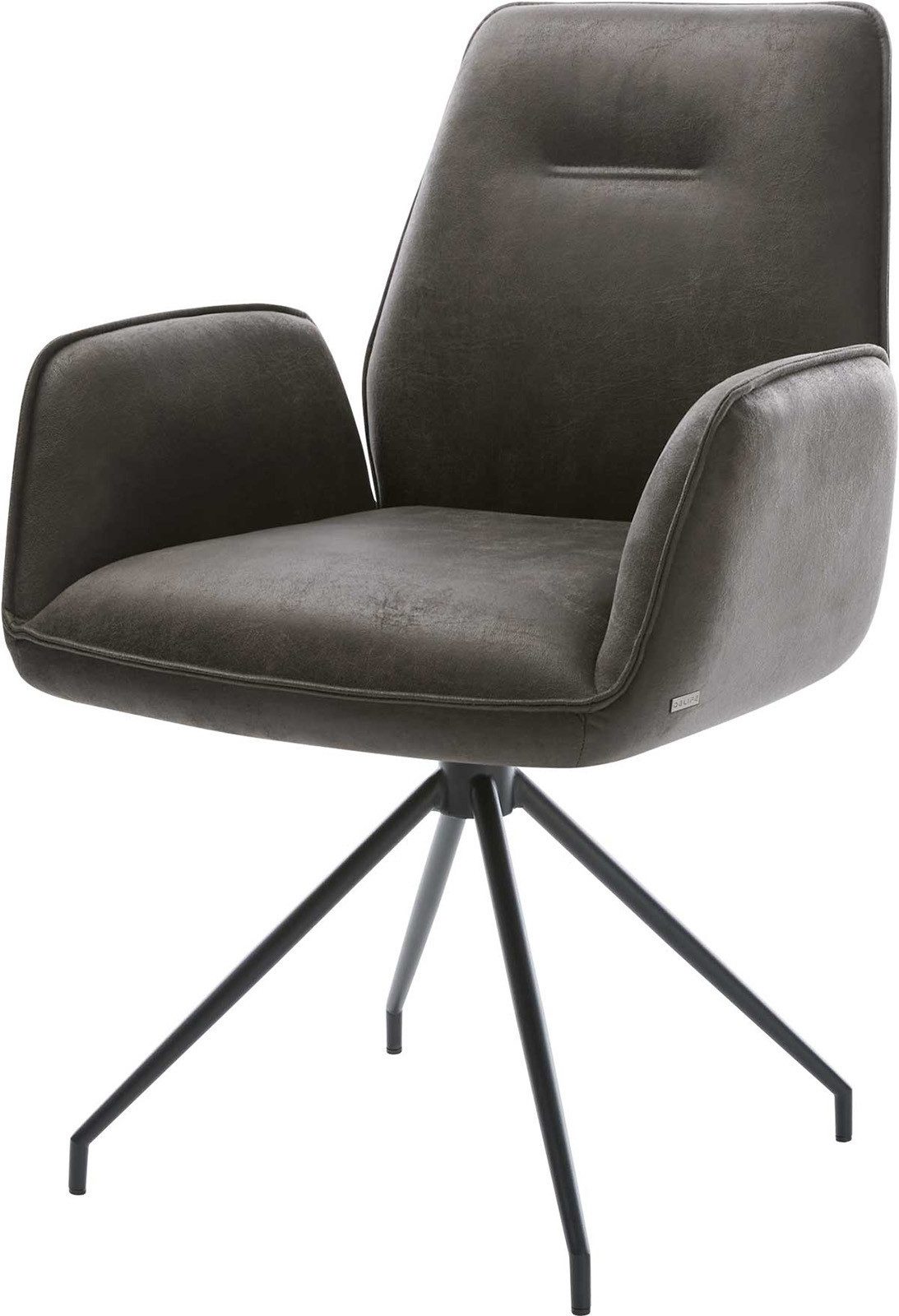 DELIFE Polsterstuhl Zoa-Flex, Kreuzgestell konisch Schwarz Mikrofaser Anthrazit Vintage Taschenfeder