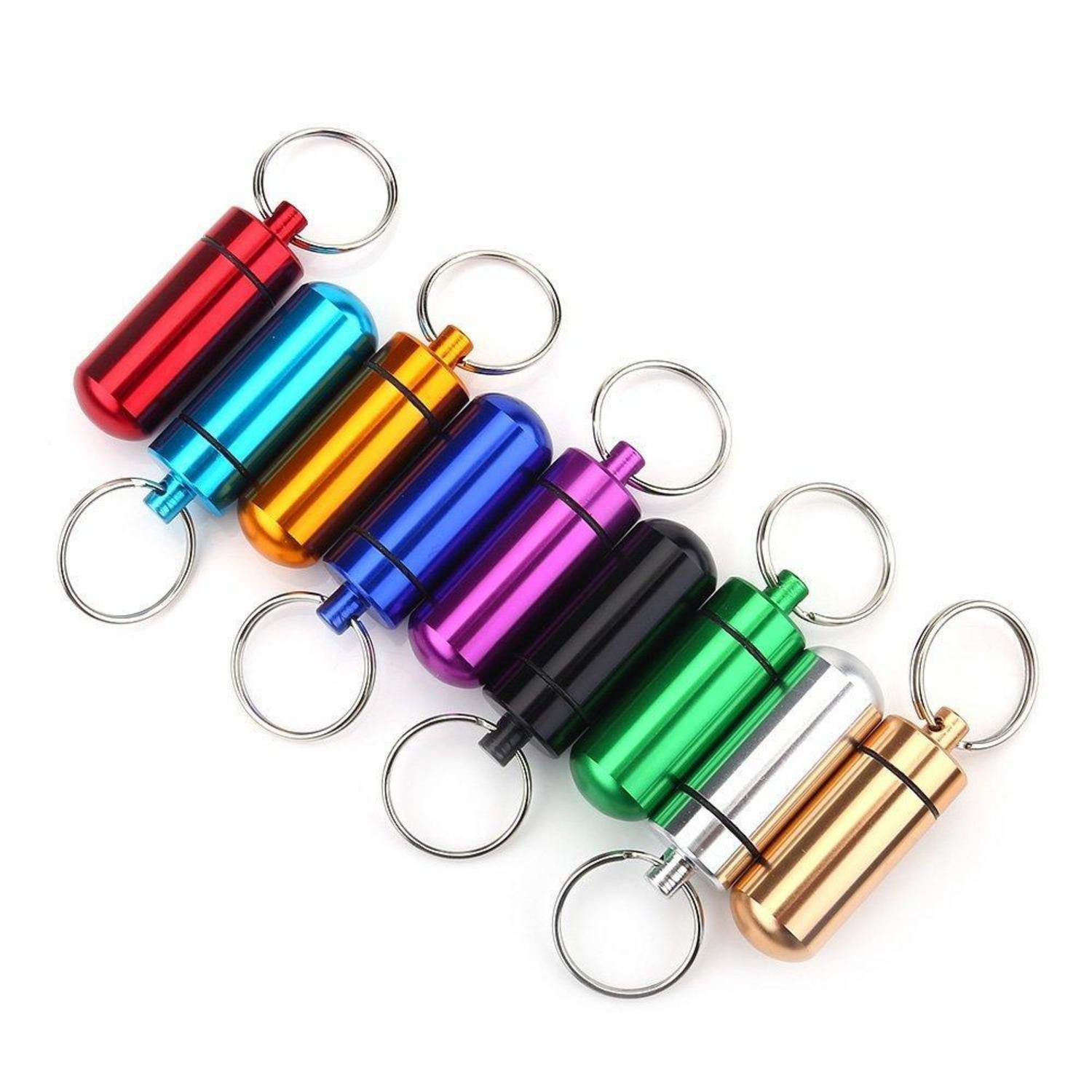 LuxusKollektion Pillendose Pillendose Schlüsselanhänger Aluminium wasserdicht 9er-Set (9 St)