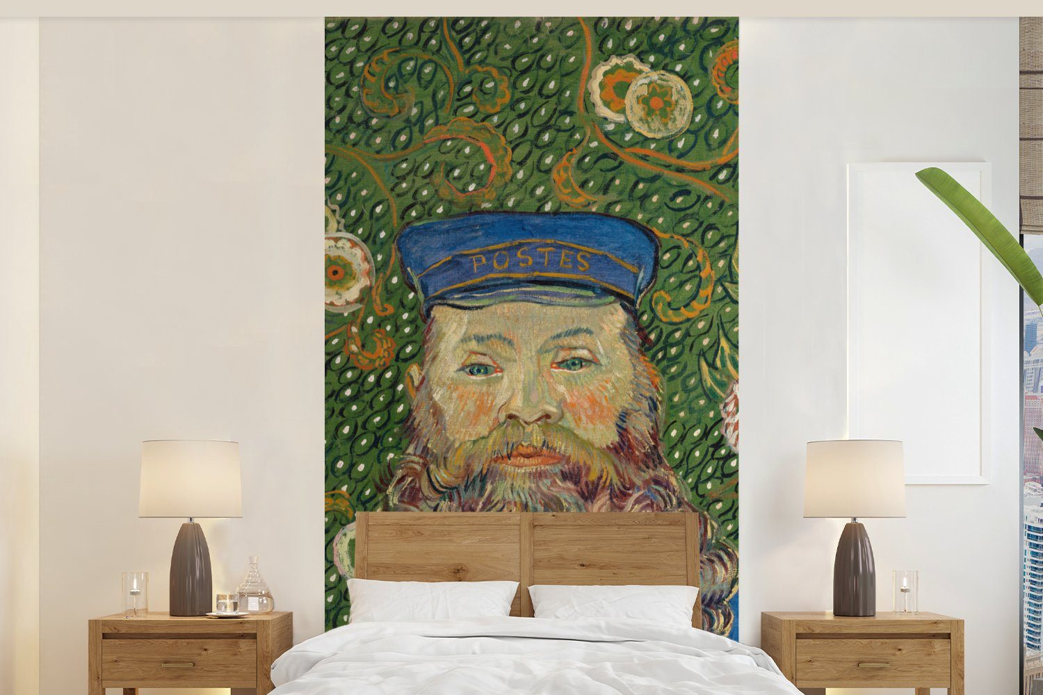 MuchoWow Fototapete Porträt des Postboten Joseph Roulin - Vincent van Gogh, Matt, bedruckt, (2 St), Vliestapete für Wohnzimmer Schlafzimmer Küche, Fototapete