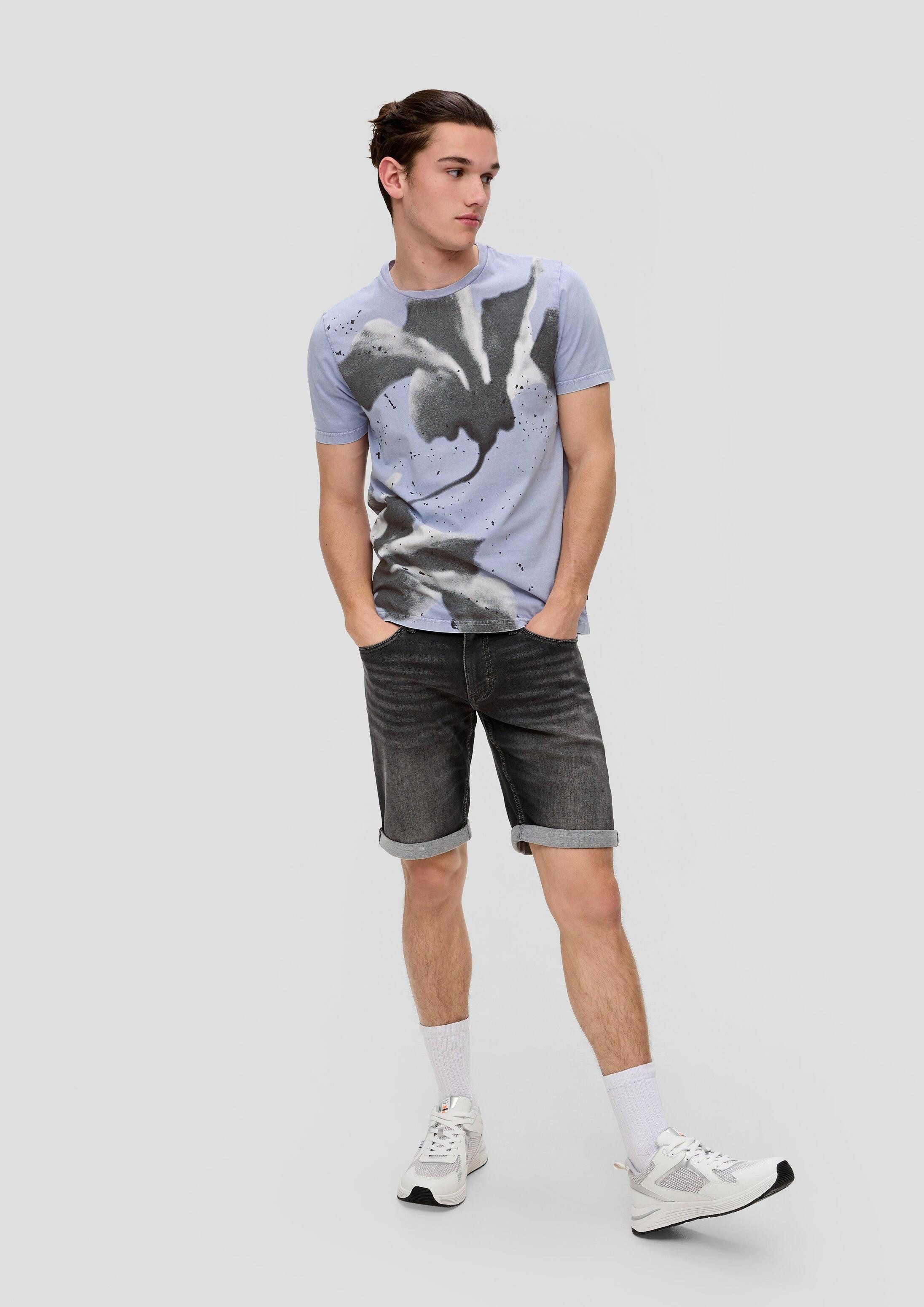QS Kurzarmshirt T-Shirt T-Shirt mit Frontprint aus reiner Baumwolle