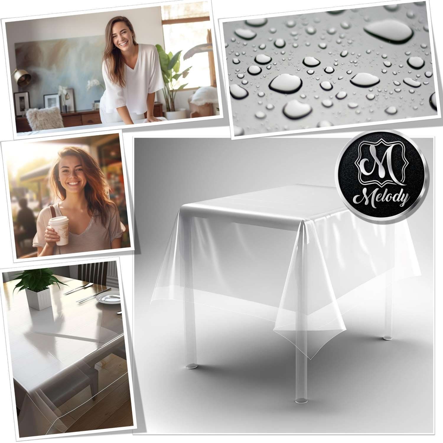 Melody Tischdecke Tischfolie Tischdecke transparent durchsichtig Tischschutz-Folie, Wasserabweisend - Schützen Sie Ihren Tisch vor Kratzern und Flecken – Bild 5 von 5