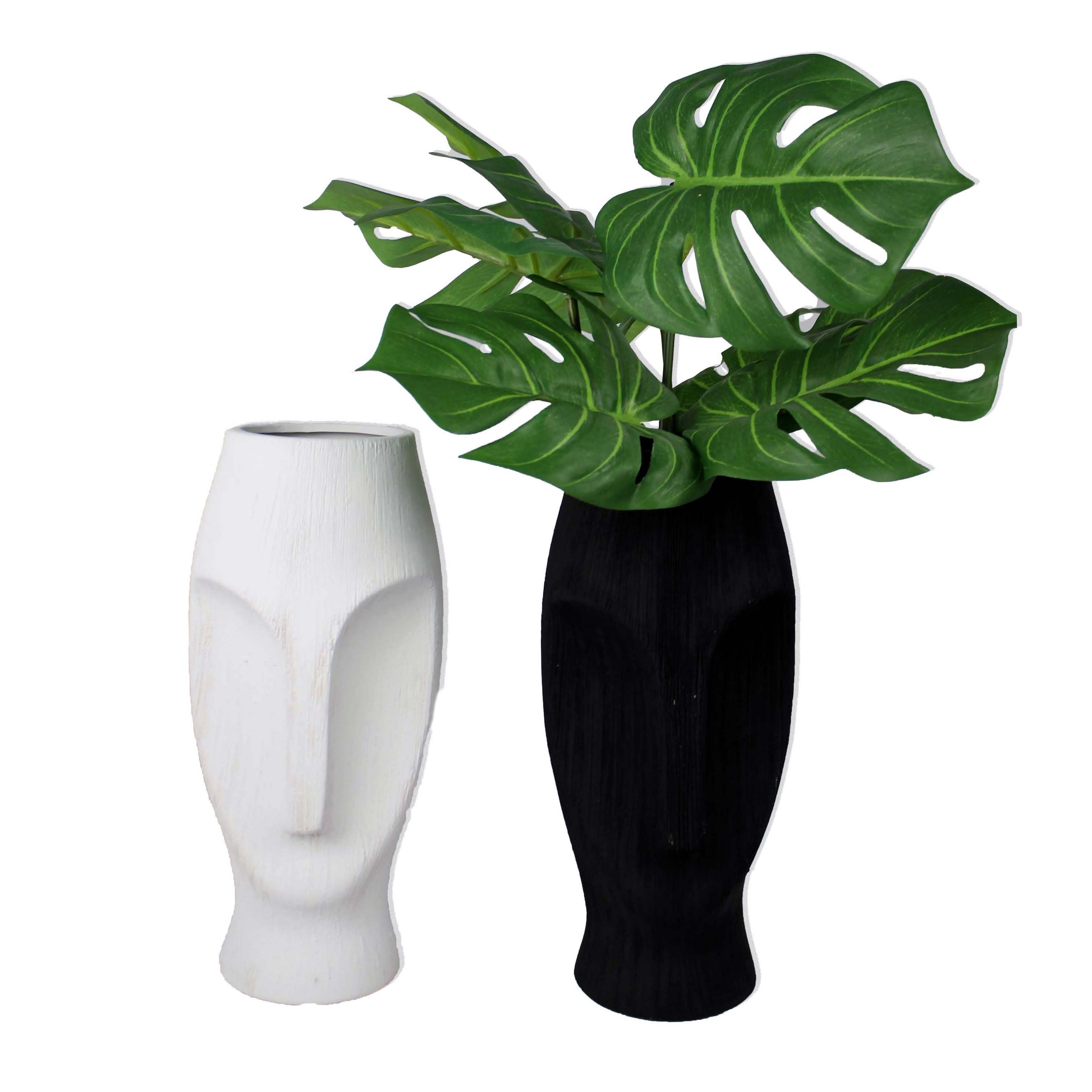 Tischvase Form Keramik Kopf Vase), mit Stück, aus Osterinseln / Home Moai Keramik weiß in 1 Vase in (1 schwarz Oberflächenstruktur Signature Collection geformt