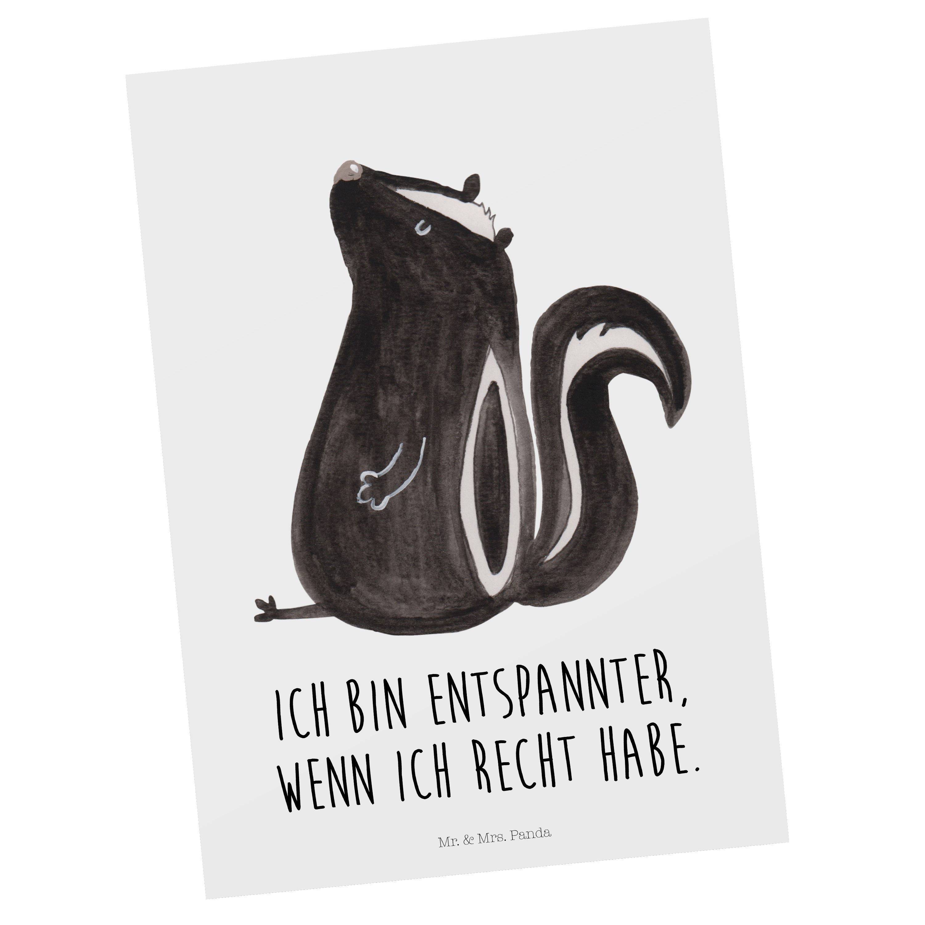 Mr. & Mrs. Panda Besserwisser, - Dankeskarte, Geschenk, Grußk Stinktier - Postkarte Weiß sitzend