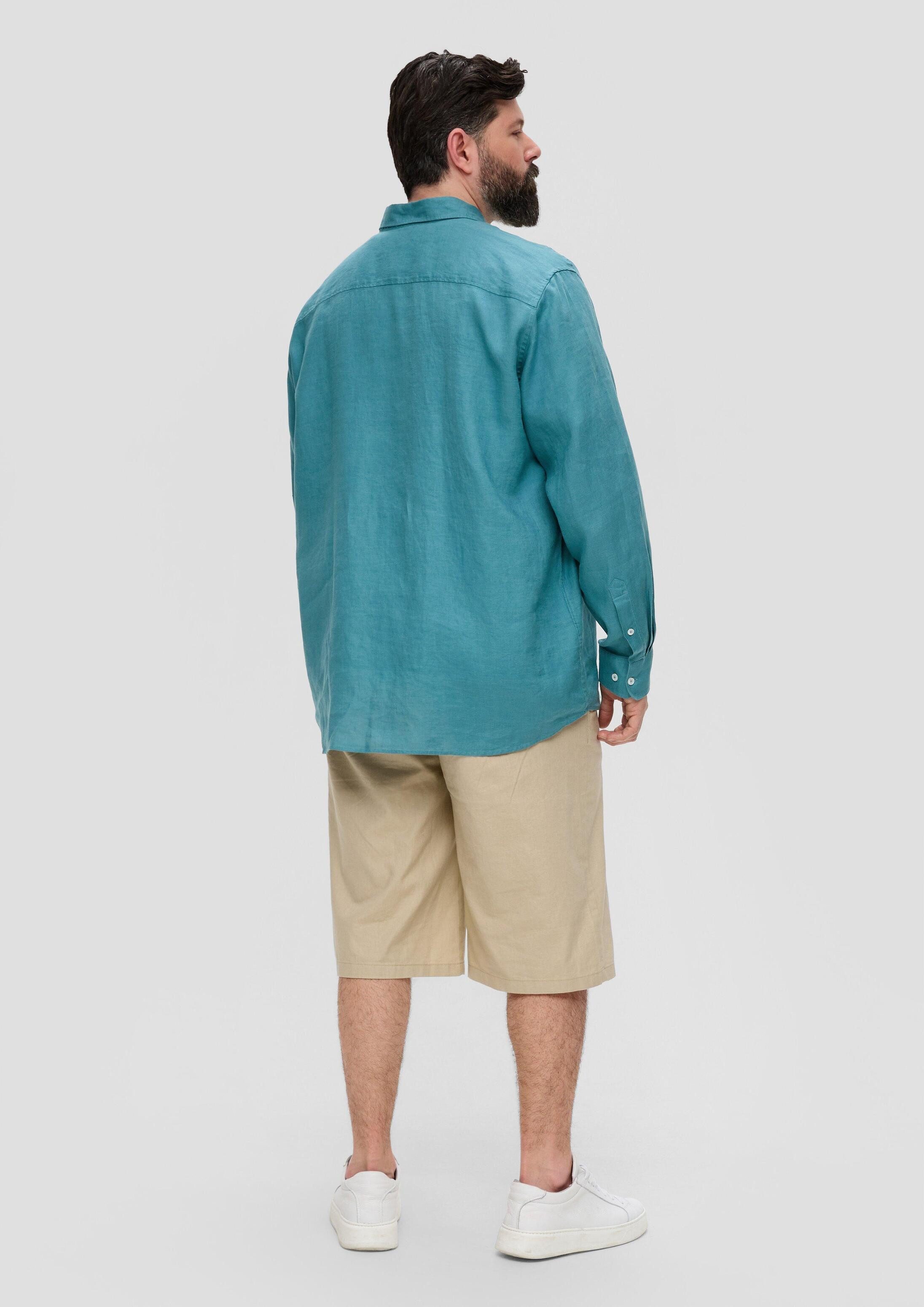 s.Oliver Langarmhemd Hemd Leinenhemd mit Button-Down-Kragen
