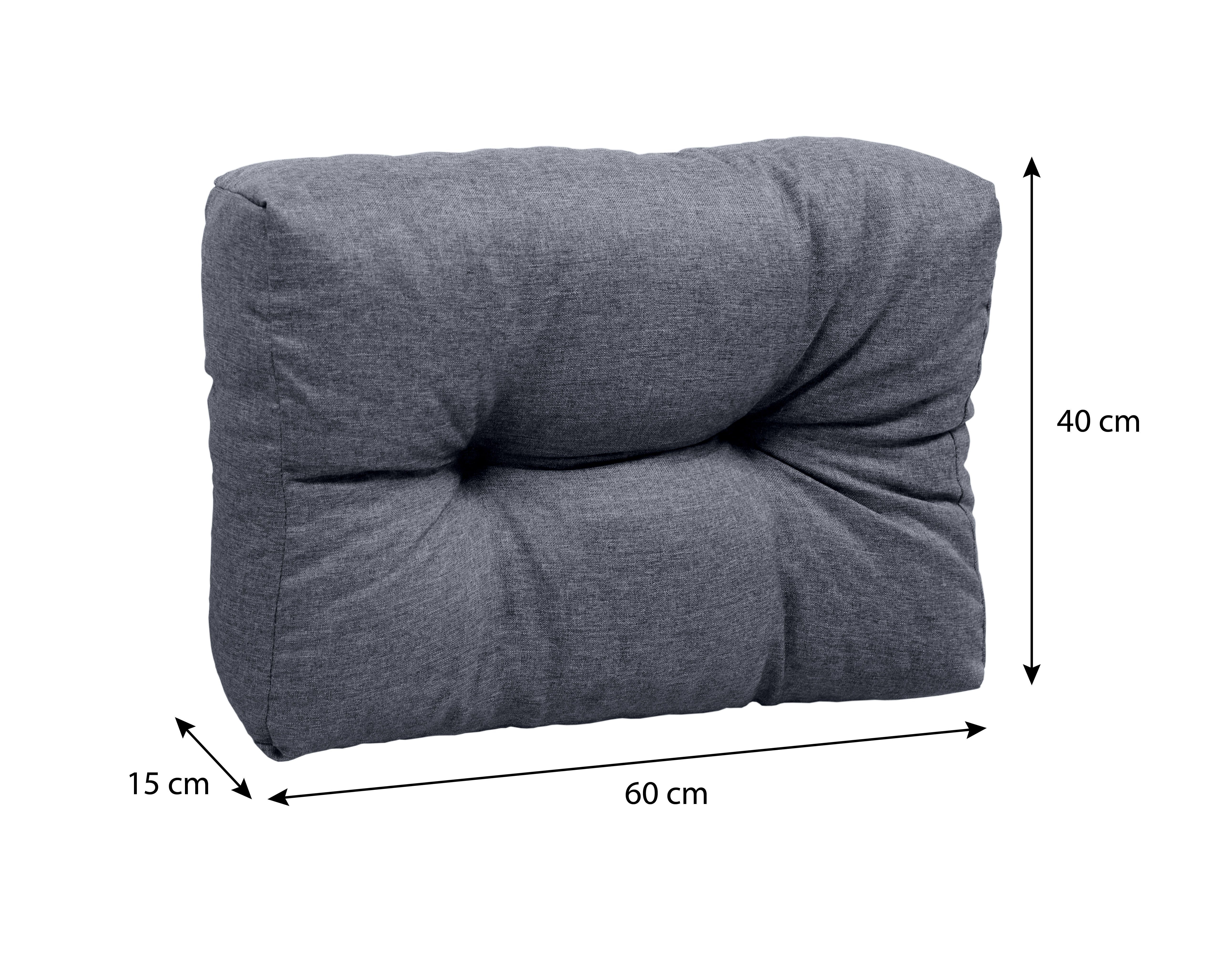 sunnypillow Rückenkissen Palettenkissen gesteppt Seitenkissen 60 x 40 x 15 cm, Anthrazit