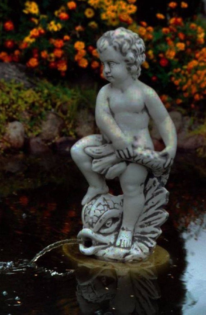 83 Jugendstil Wasserspeier Junge Skulptur Accessoires Figur Stein Skulptur Wasserspeier cm H. 19 Jugendstil - & Fisch Padrino x Casa x Deko mit - Barock Elegante 21 Grau Garten