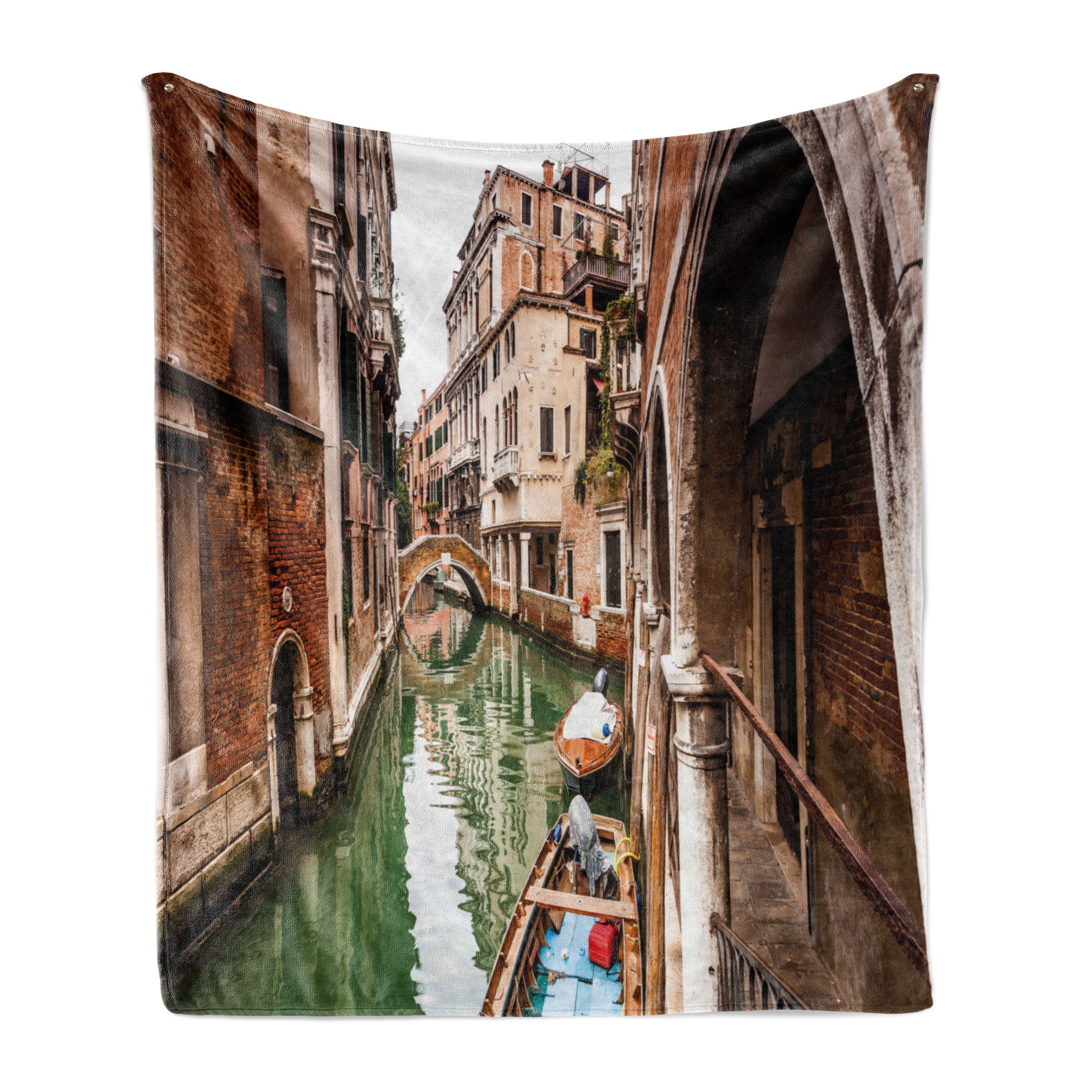 Wohndecke Gemütlicher Plüsch für den Innen- und Außenbereich, Abakuhaus, Venedig Berühmte Wasserkanalboote