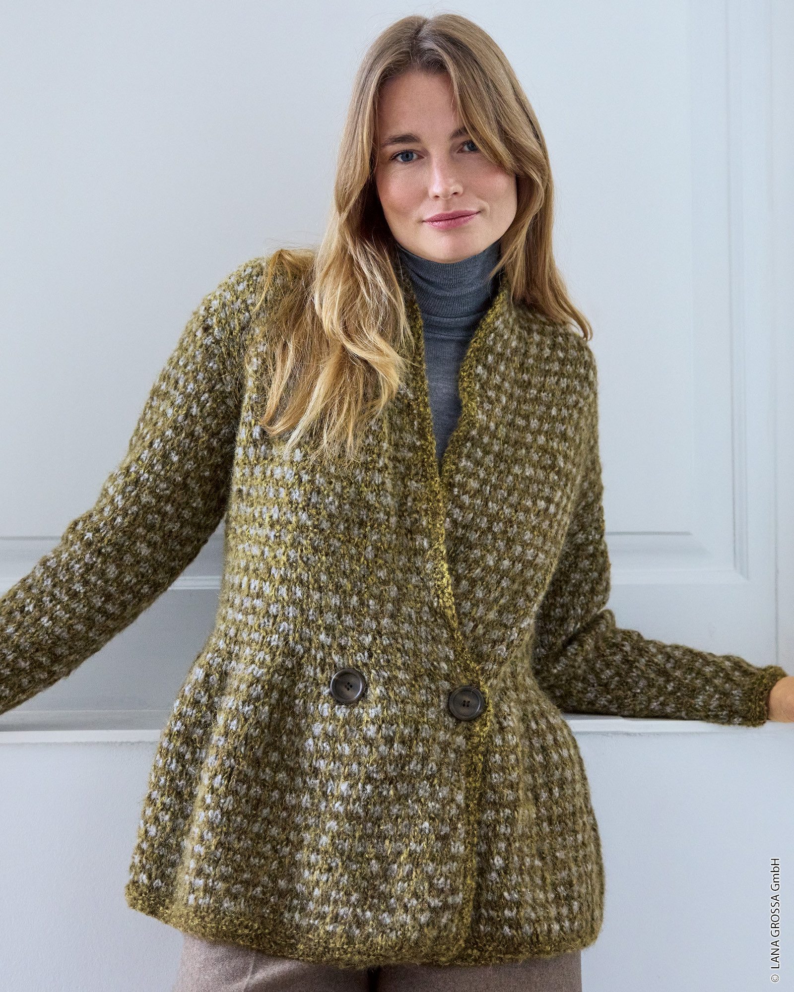 LANA GROSSA MILANO (NERA) Flauschiges Strickgarn mit elegantem Melange-Effekt Häkelwolle, 140 m (Weiches, gebürstetes Garn aus einer Mischung aus Baby-Alpaka un – Bild 2 von 5