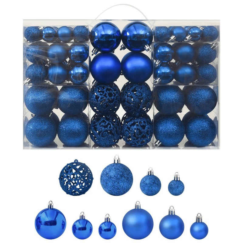 vidaXL Christbaumschmuck 100-tlg. Weihnachtskugel-Set Blau (100-tlg)