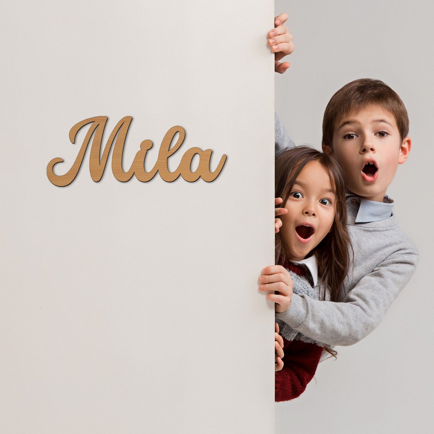 Namofactur Wanddekoobjekt Name Mila Holz Schild Buchstaben Namensschild I MDF Holz – Bild 2 von 5