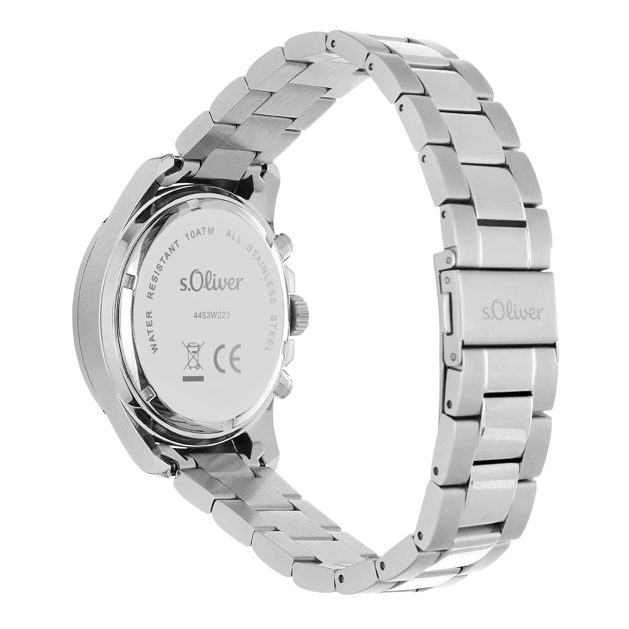 s.Oliver Chronograph Solid Chrono SO-4453-MC, Quarzuhr, Armbanduhr, Herrenuhr, Edelstahlarmband, analog, Tag