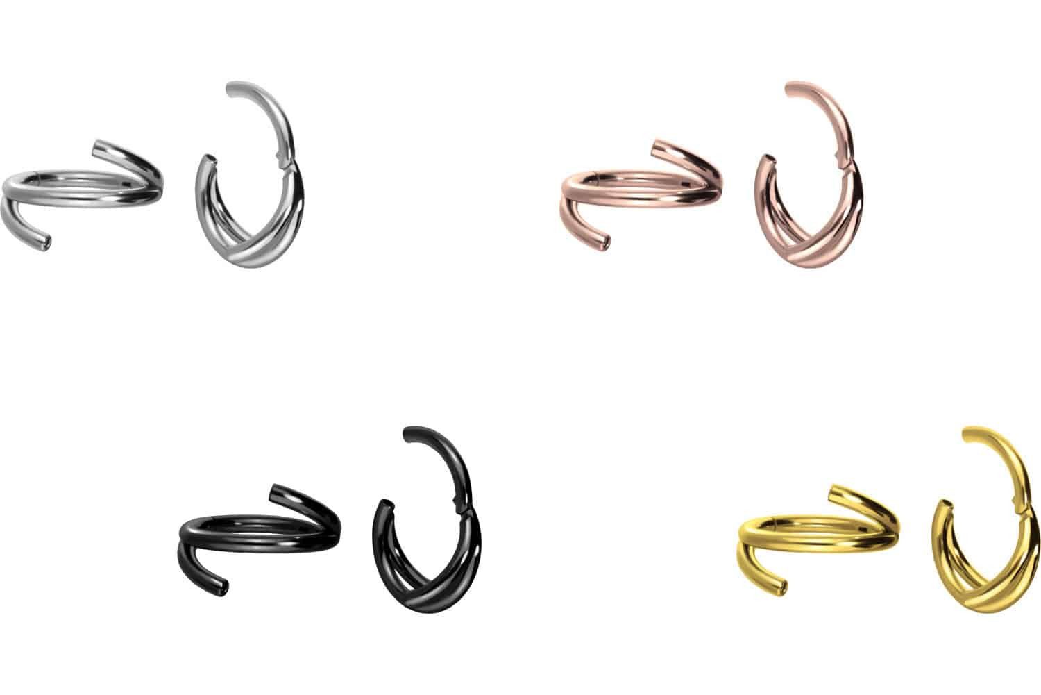 PIERCINGLINE Nasenpiercing Titan Segmentring Clicker mit Innengewinde 3 RINGE Ohrpiercing Septum (Clicker, 1-tlg), Ohrpiercing für Conch, Helix, Tragus, Daith, Lobe