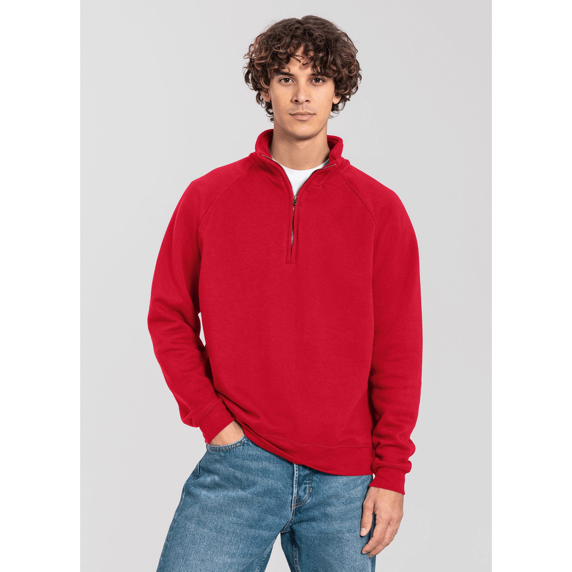 Fruit of the Loom Sweatshirt Iconic Premium Zip Neck Sweat