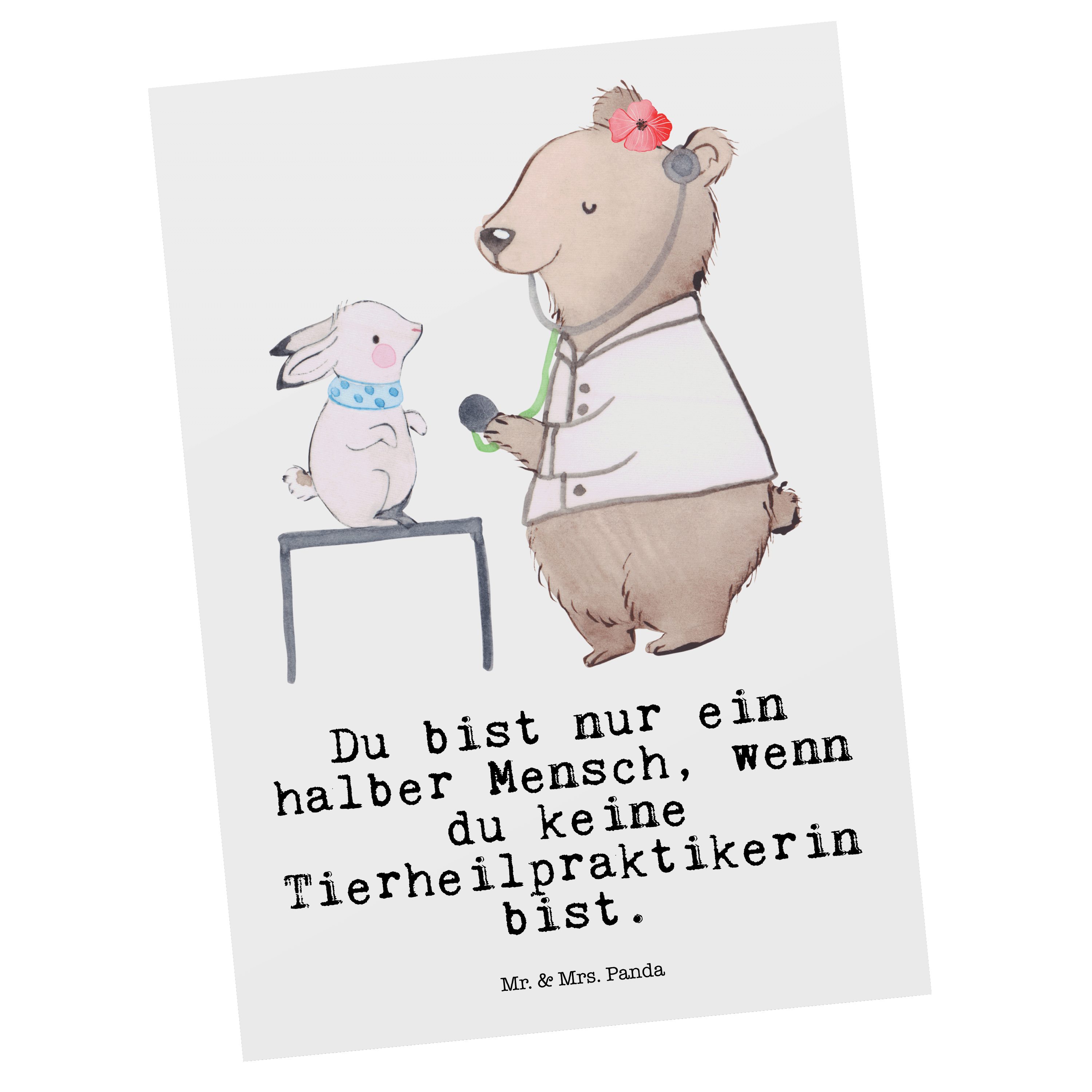 Mr. & Mrs. Panda Postkarte Tierheilpraktikerin mit Herz - Weiß - Geschenk, Kollege, Einladung, G | Grußkarten