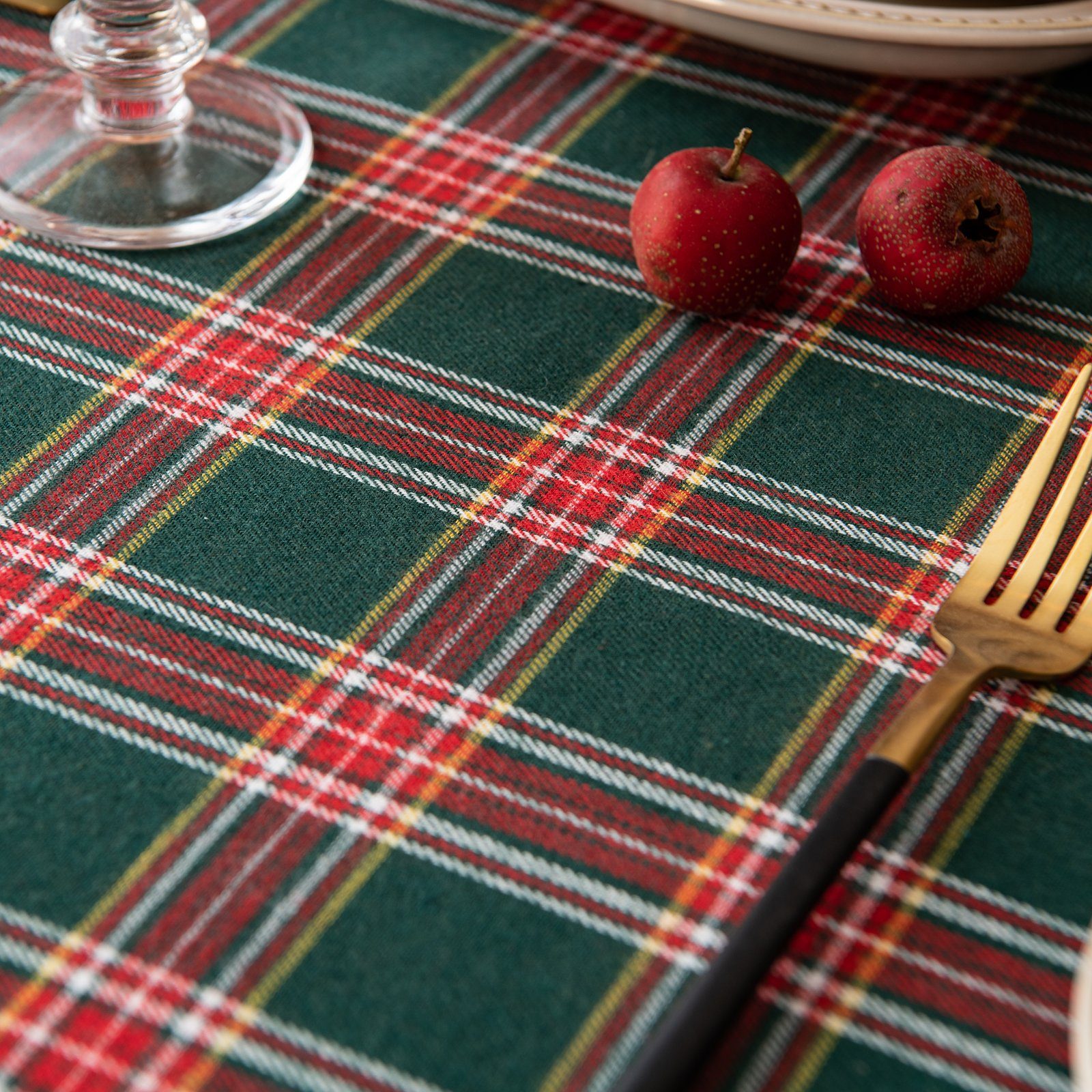 Qelus Tischläufer Tischdecke Karierte Rot&Grün Partydekoration Weihnachten Tischdecke