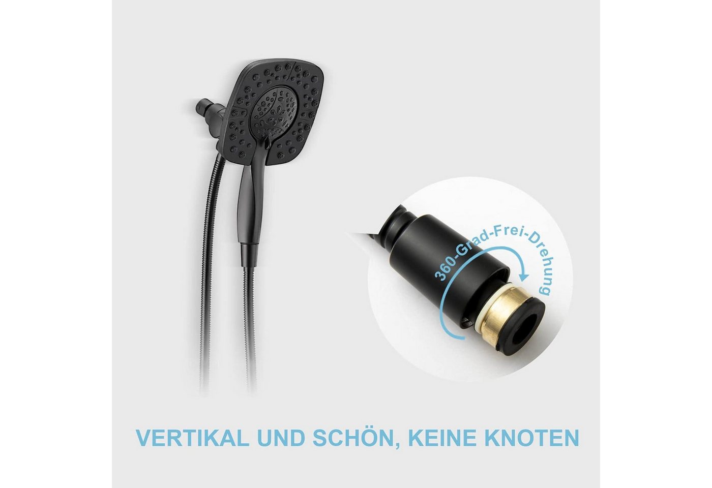 Thumbnail - LuxusKollektion Duschbrause Duschschlauch Edelstahl Ersatz Hochdruck Brauseschlauch Mattschwarz 2m