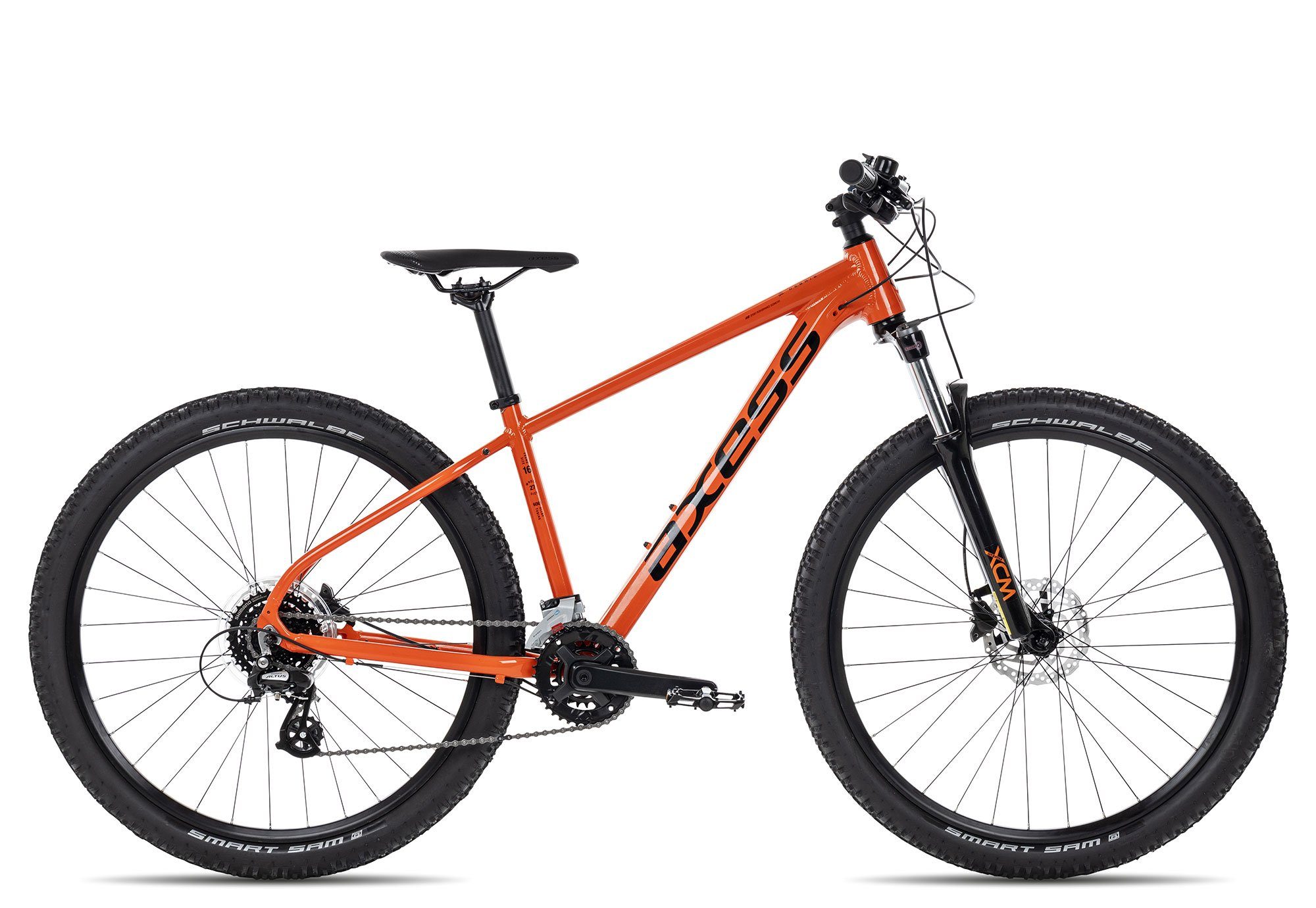 Axess Mountainbike DEBRIS 2023, 16 Gang Shimano RD-M360 Acera 8 Schaltwerk, Kettenschaltung, MTB-Hardtail rot/orange