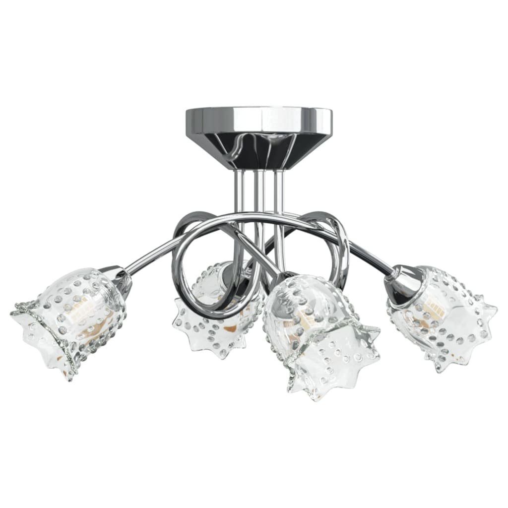 in vidaXL Deckenleuchten Transparent LEDs 4 für G9 mit Blumenform Deckenleuchte Glasschirmen