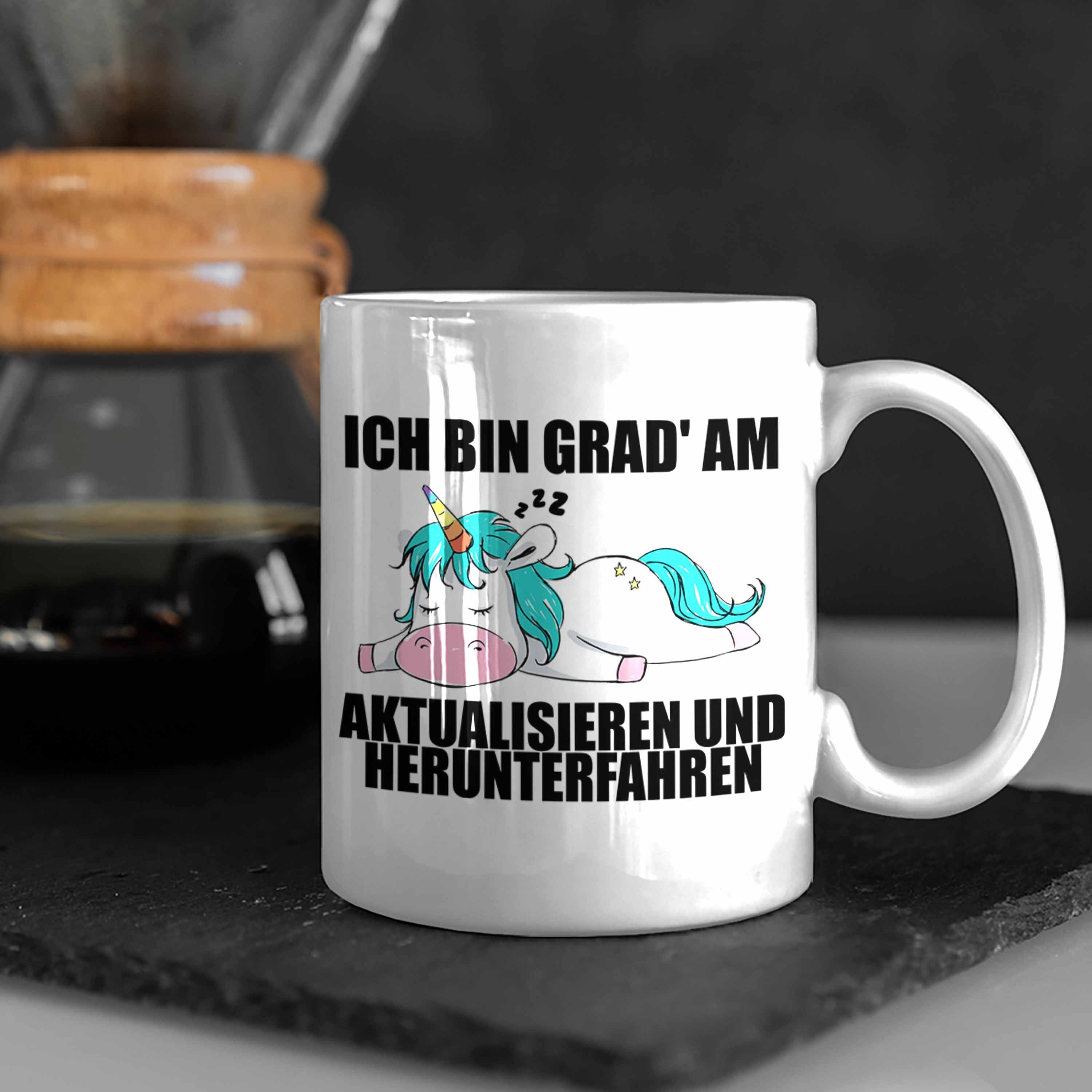 Trendation Tasse - Mitarbeiter Geschenk Kollegin Arbeitskollege Lustige Einhorn Trendation Abschiedsgeschenk Spruch Weiss Tasse