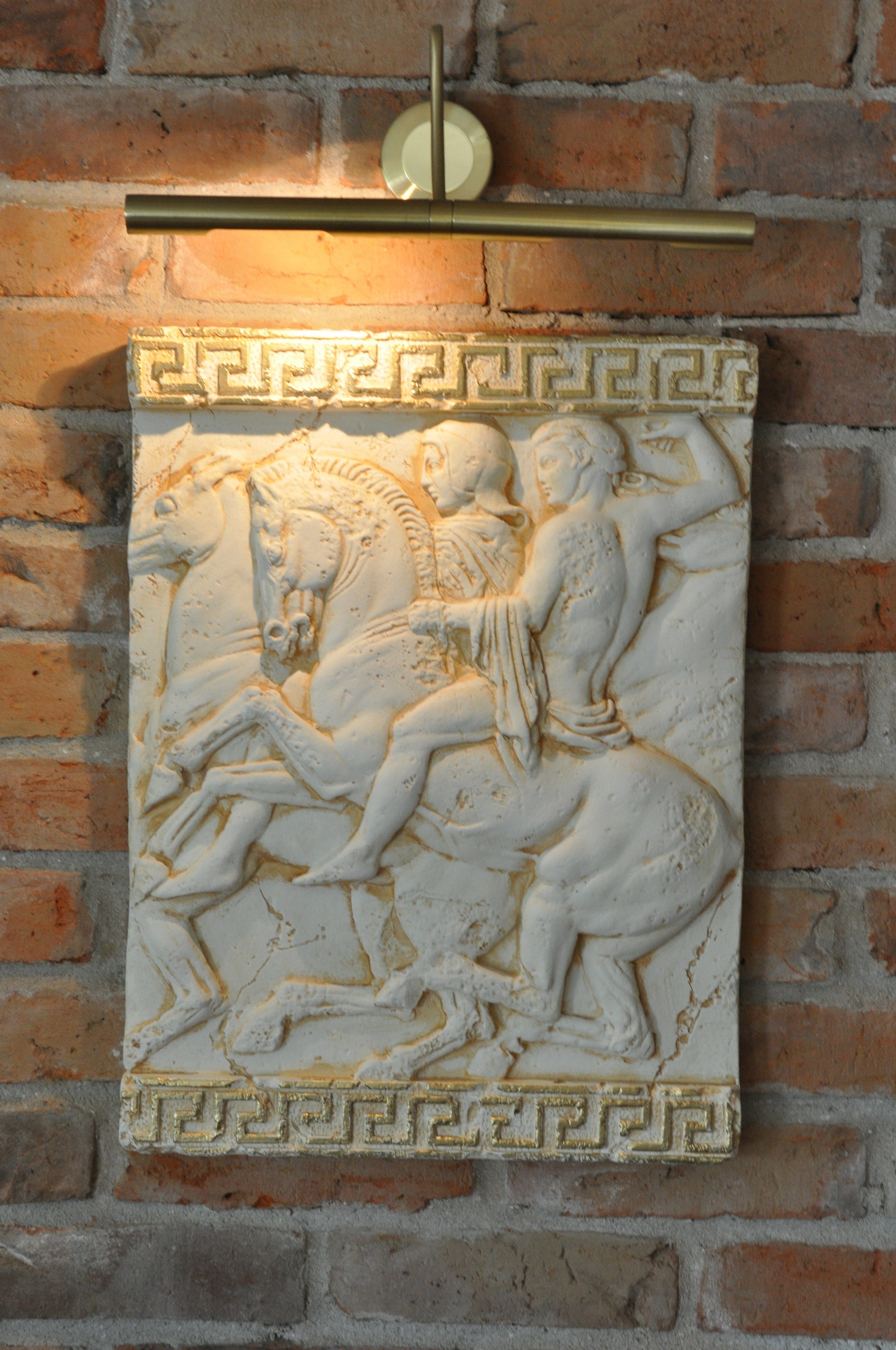 Wandrelief JVmoebel Wand Skulptur Große Relief Handarbeit Pferd Bild Alexander Antik der