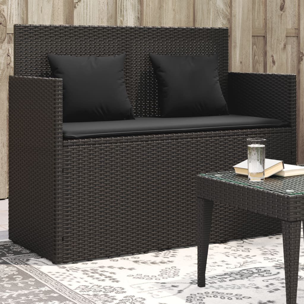 furnicato Gartenbank Schwarz 120 x 50 x 90,5 cm mit Stauraum, Witterungsbeständige Sitzbank mit Gasfeder und waschbaren Bezügen