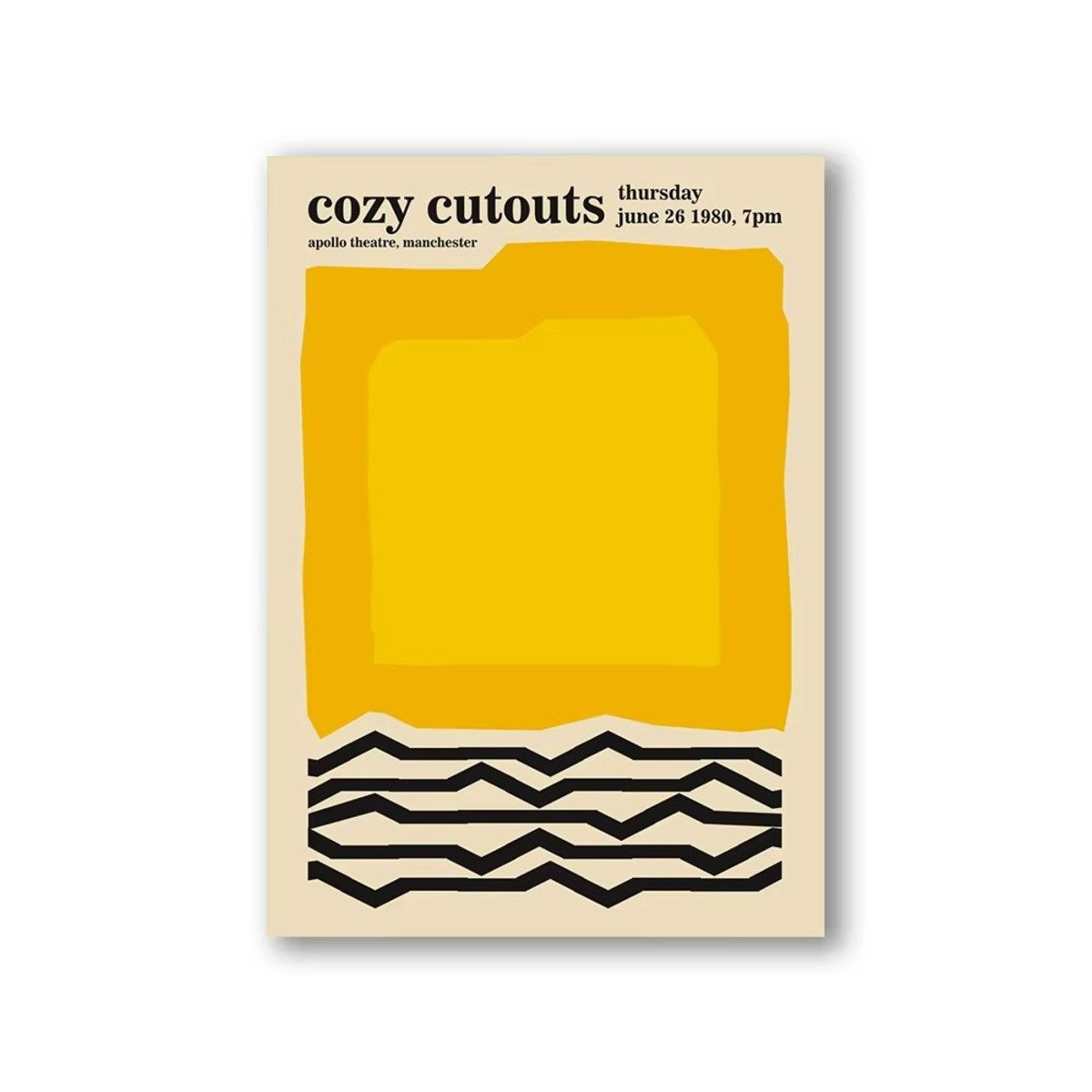 TPFLiving Kunstdruck (OHNE RAHMEN) Poster - Leinwand - Wandbild, Bauhaus Nordische Ästhetik Moderne Abstrakte Architektur Leinwand (Leinwandbild XXL), Farben: Gelb, Orange, Blau, Grau, Rot, Schwarz -Größe: 50x70cm