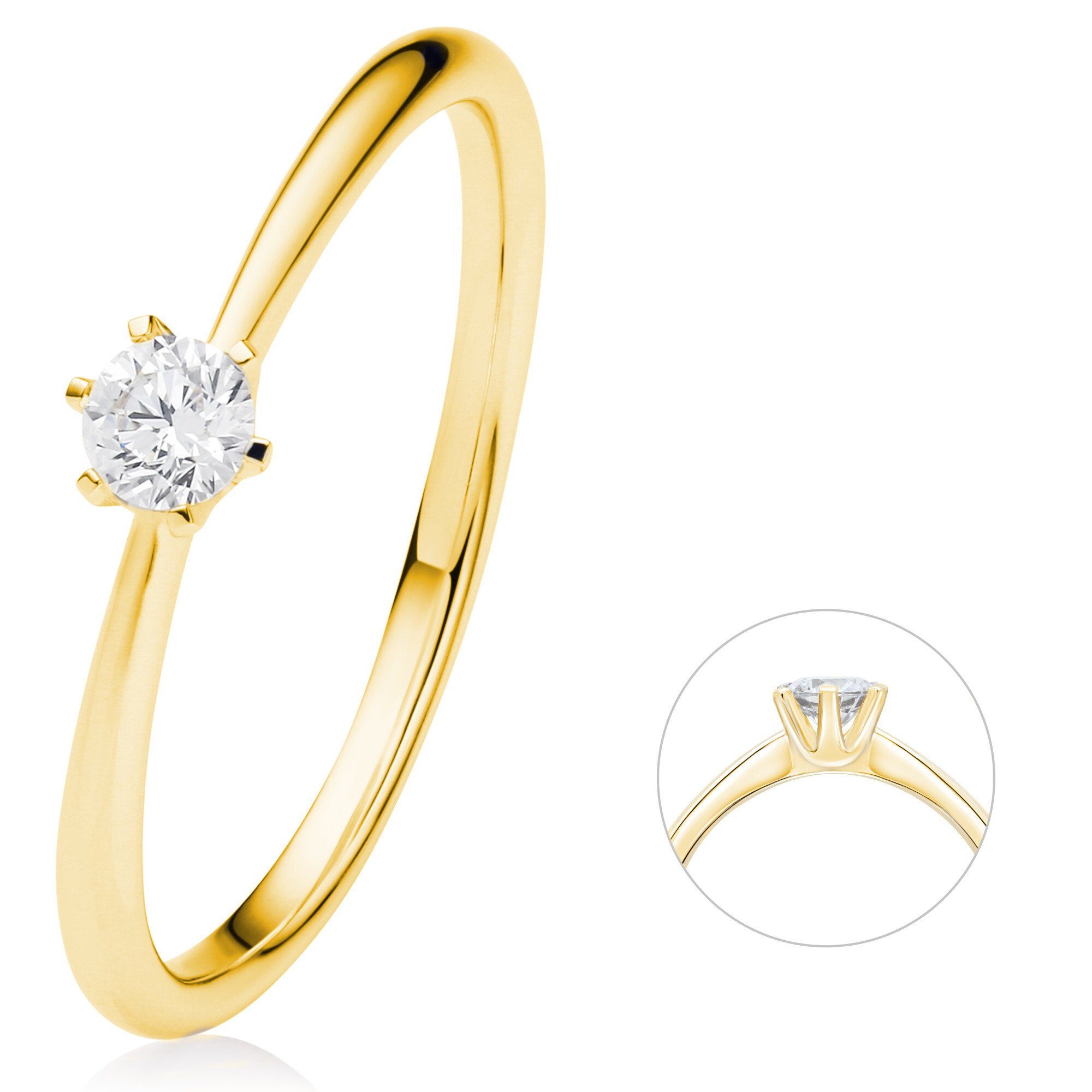 Schnäppchenpreise ONE ELEMENT Diamantring 0.15 ct Diamant Gold Brillant 585 Schmuck Gelbgold, Damen aus Ring