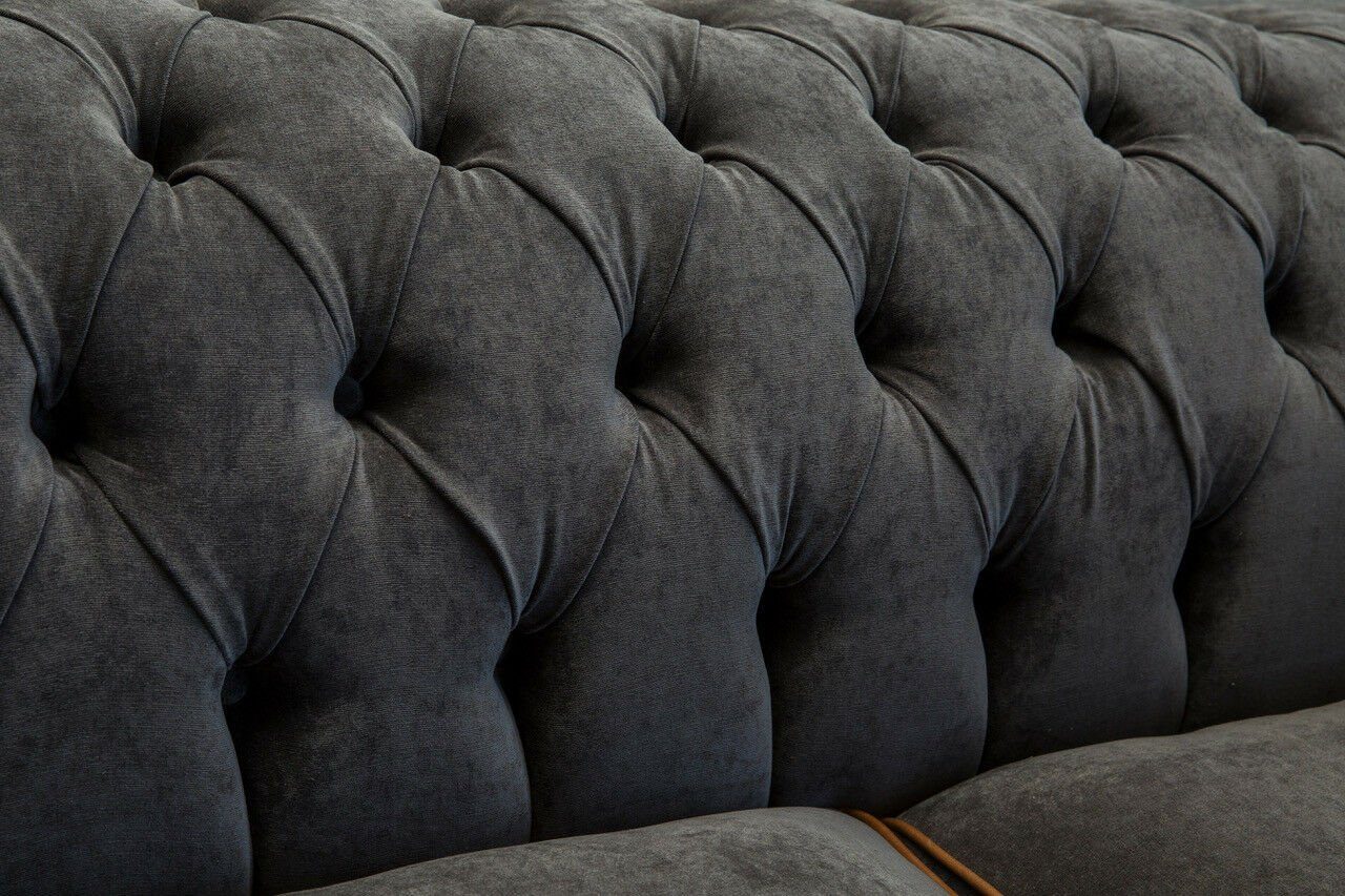 Sofa Textil Chesterfield-Sofa, Polster Graue Stoff JVmoebel Chesterfield Leder Sitzmöbel Couch