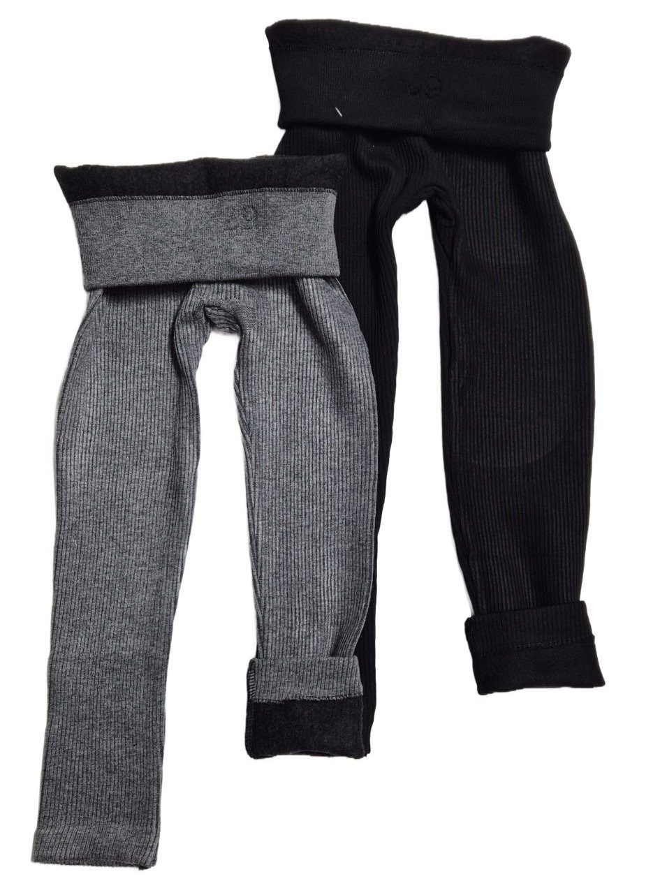 Girls Fashion Thermoleggings 2er Pack Mädchen Thermo Leggings Rippoptik warm Winter Kinder M600e (Spar-Set, 2er-Pack)