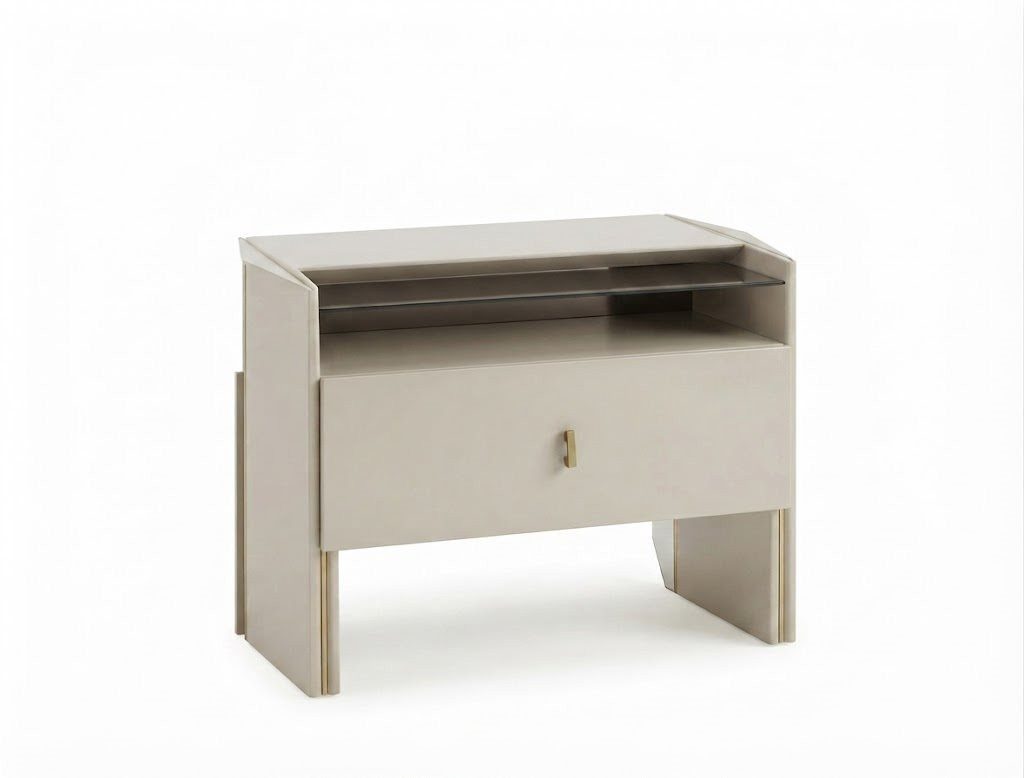 JVmoebel Nachttisch Modernes 2er Set Nachttische Nachtschrank Schlafzimmer Beige Design (2-St., 2-tlg)