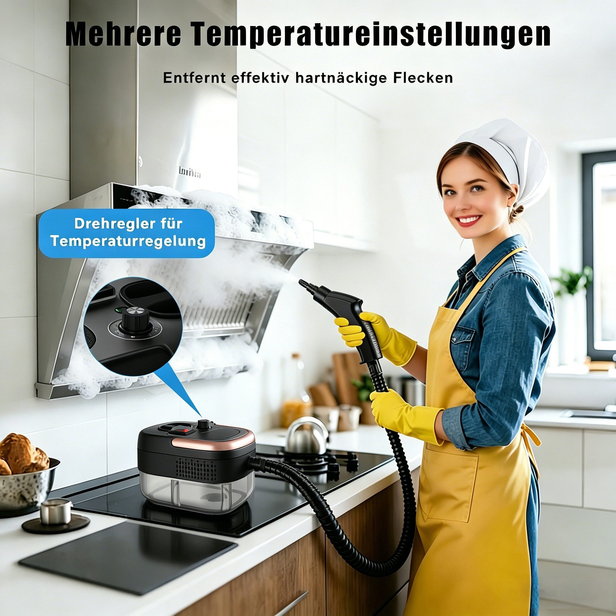 Luckice Dampfreiniger 2500-W Serie Handdampfreiniger, tragbarer Reiniger, Küchenreiniger, geeignet für Böden, Fenster und Küchen.