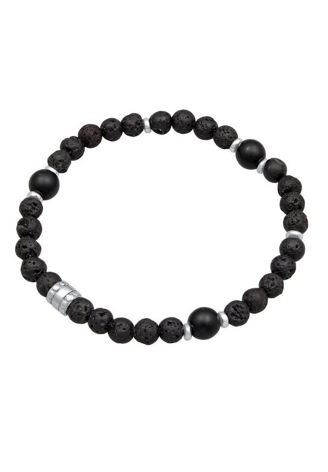 Kuzzoi Bead-Armband-Set Herren Onyx Schwarz Vintage 925 Silber Oxidiert,  Kugel