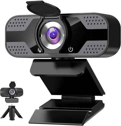 ANVASK Webcam with Microphone for Desktop,1080P HD USB Computer Cameras mit Privacy Shutter & Webcam Stativ, Webcam (3D noise reduction bidirectional microphone, Streaming Webcam with Flexible Rotable Wide Angle Webcam for PC Zoom Video/Gaming/Laptop)