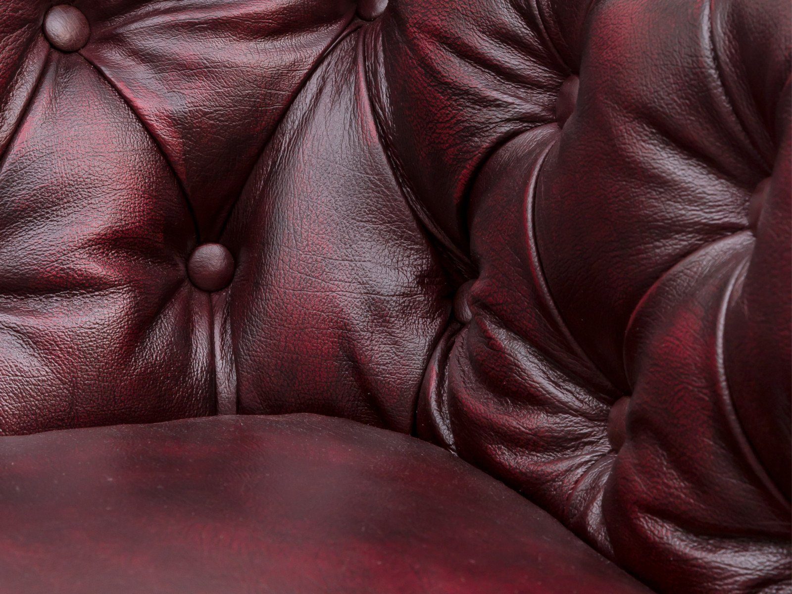 massivum Chesterfield-Sofa 3-Sitzer Echtleder antik-rot, Clubsofa