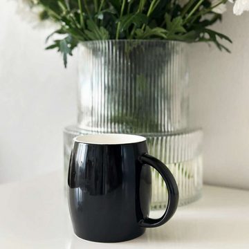 Intirilife Tasse, Porzellan, Kaffeetasse aus Porzellan in Schwarz - 400 ml Füllmenge