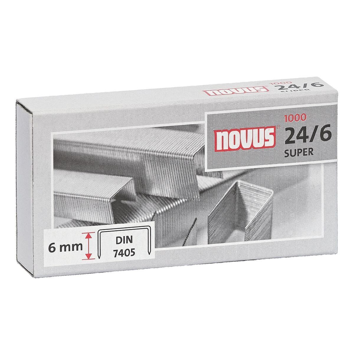 NOVUS Heftklammer 24/6, 1.000 Stück/Pack, Heftleistung 30 Blatt