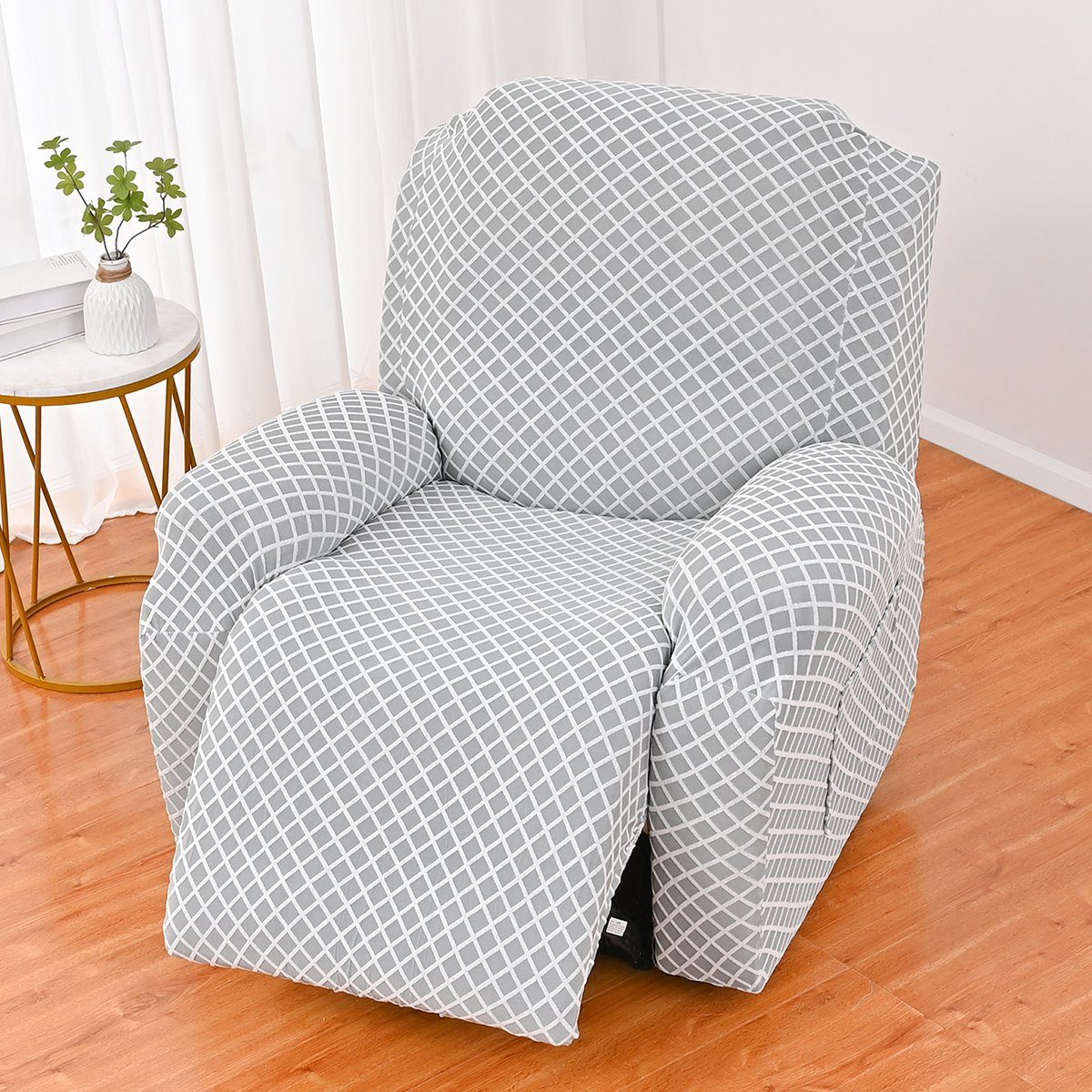 Weiß+Grau Relaxsessel HOMEIDEAS, Sesselbezug,4-Teilig Stretchhusse Sesselhusse, für 3
