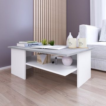 Homestyle4u Couchtisch Wohnzimmertisch Sofatisch Holz Natur Beton Tisch (kein Set)