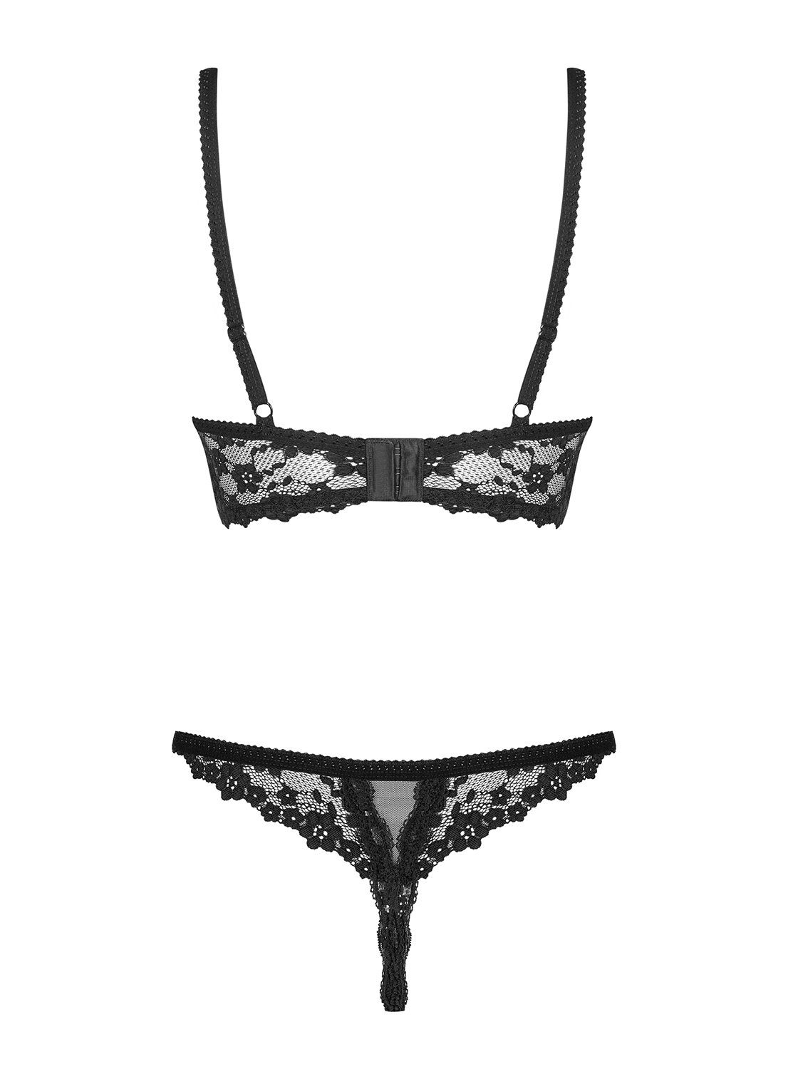 Obsessive Set: Bügel-BH Dessous-Set Letica schwarz brustfrei und ouvert BH + String (Set)