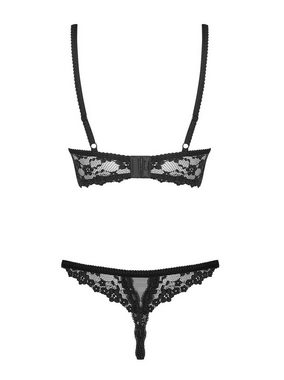 Obsessive Set: Bügel-BH Dessous-Set Letica schwarz brustfrei und ouvert BH + String (Set)