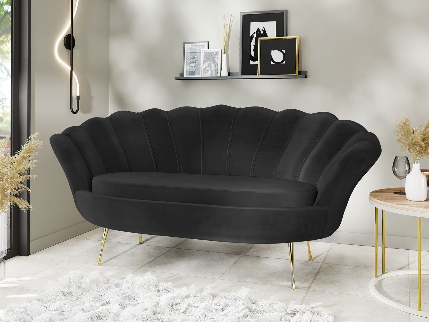 WFL GROUP Sofa Muschel, Samt 2-Sitzer günstig online kaufen