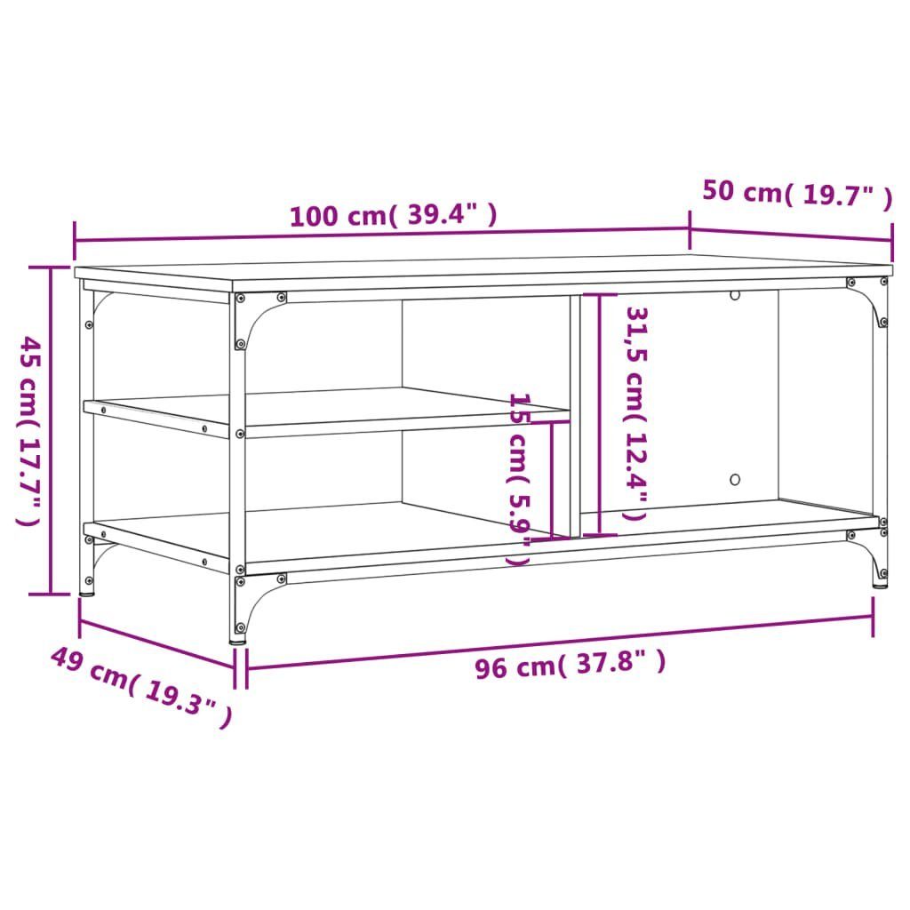 Sonoma Sonoma | cm Grau Sonoma Couchtisch 100x50x45 Grau Holzwerkstoff Grau vidaXL (1-St) Couchtisch