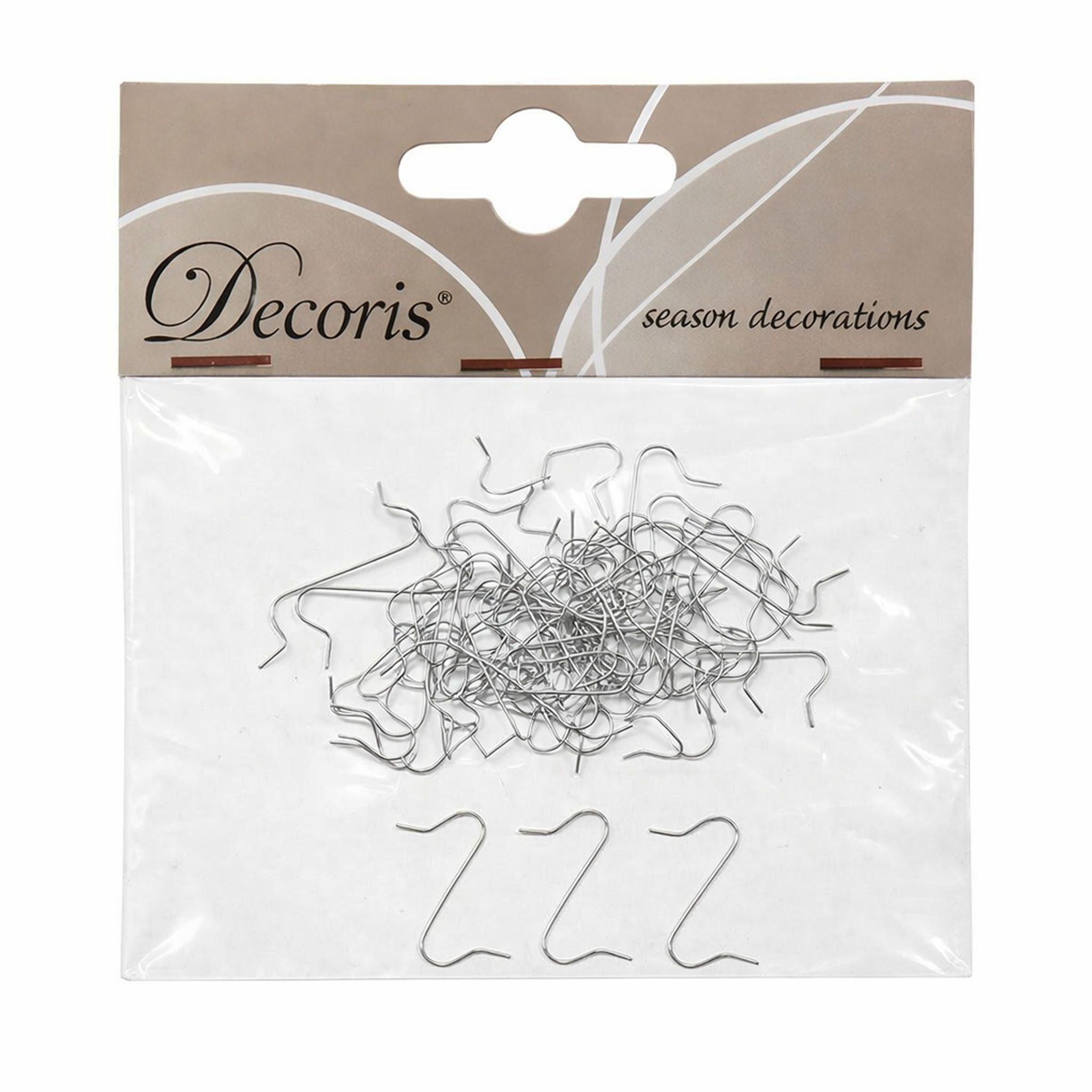 Decoris season decorations Weihnachtsbaumkugel DECORIS Kugelaufhänger S-Haken 50 Stück Metall 3,5cm Silber