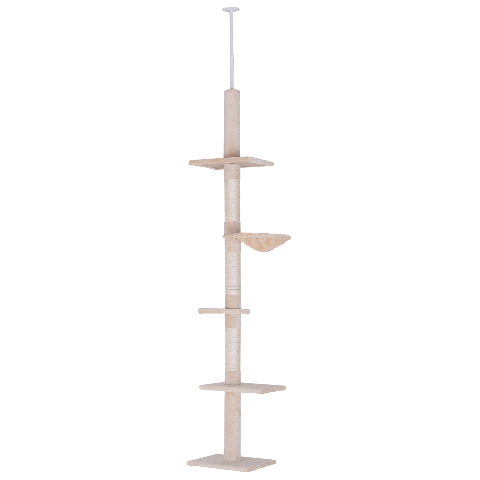 MC Star Kratzbaum Deckenhoch, H230-260 cm, höhenverstellbar Kletterbaum für Katzen, stabil, Beige