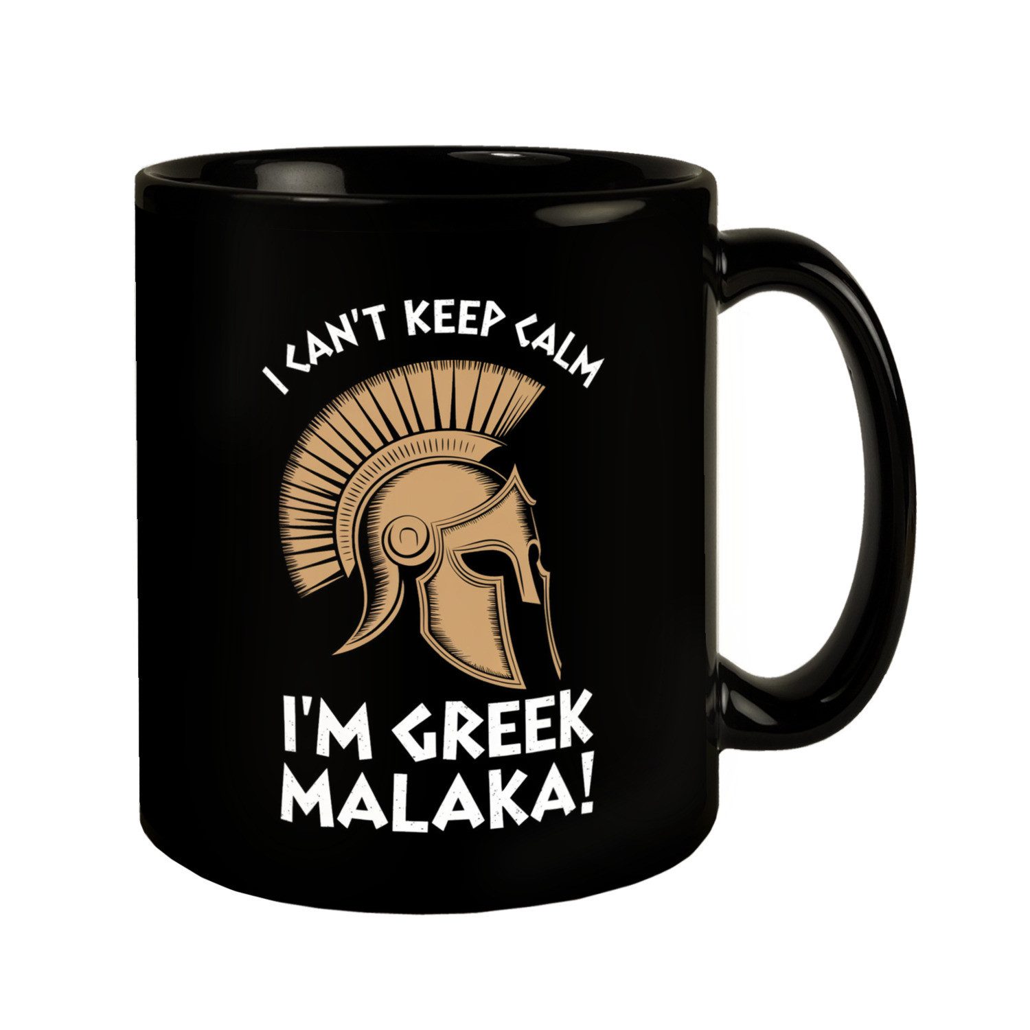 speecheese Tasse Griechischer Helm Tasse - I can't keep calm Malaka