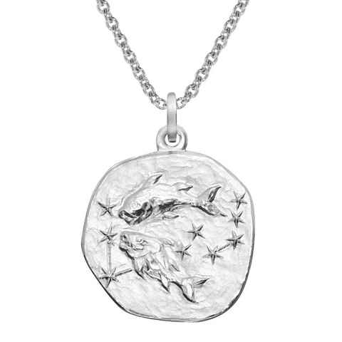 trendor Kette mit Anhänger Sternzeichen Fische Ø 20 mm und 925 Silber