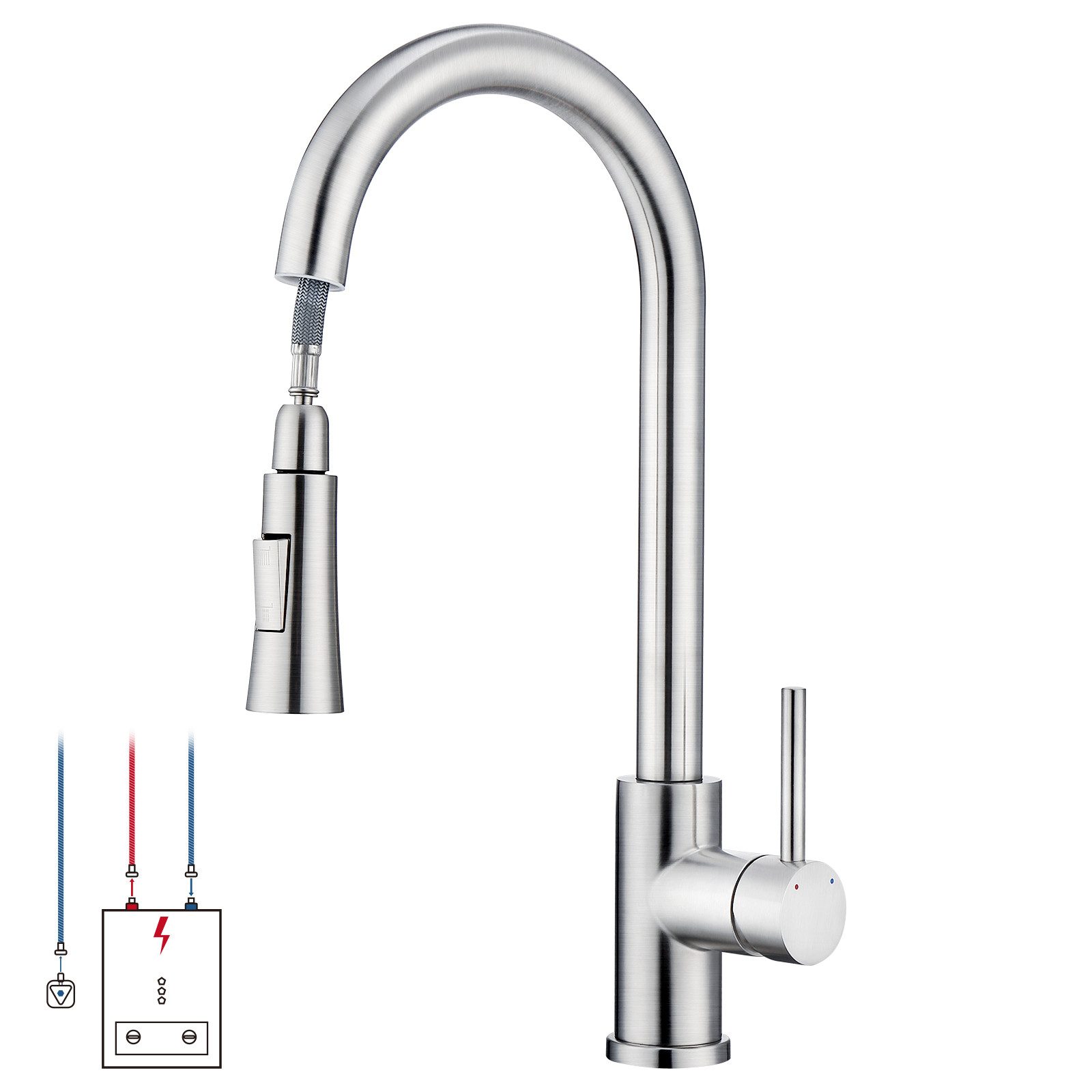 WOOHSE Spültischarmatur Niederdruck, Wasserhahn mit 3 günstig online kaufen