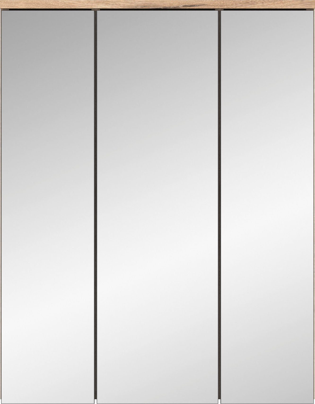 welltime Badezimmerspiegelschrank Riga, Breite 60cm, inkl. LED Beleuchtung, 3 Spiegeltüren, 9 Fächer (Set, 2-St) Badmöbel, Badschrank, Schrank, Wandschrank, Bad, Badezimmer