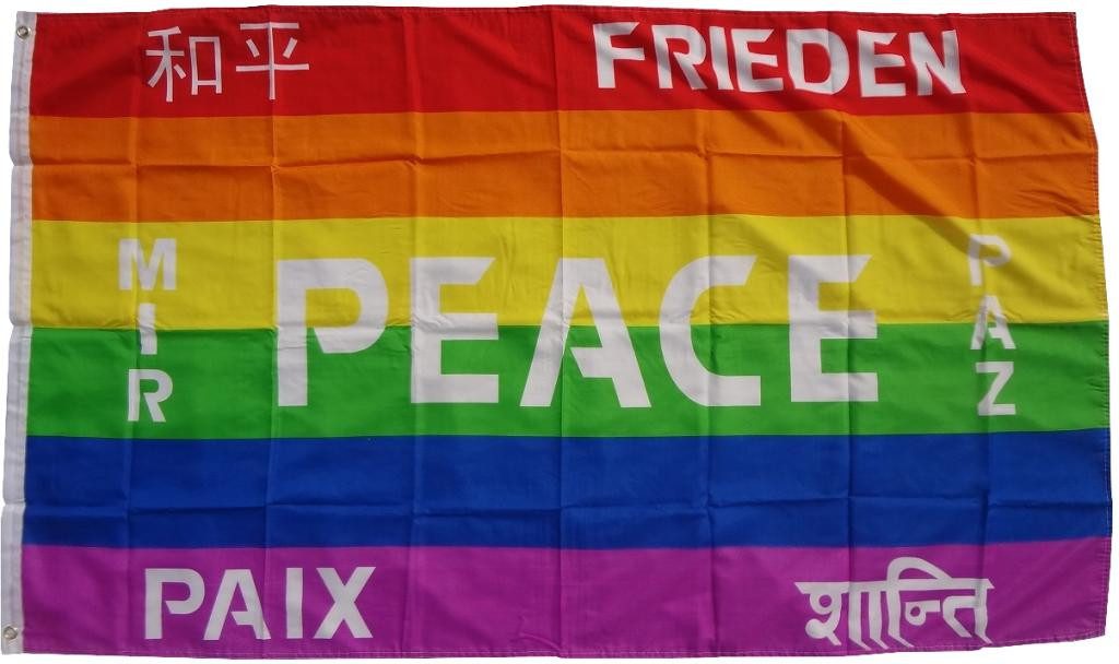 trends4cents Flagge Flagge 90 x 150 cm Hissfahne Bundesland Sturmflagge Hissfahne (Peace 7 Sprachen), für Fahnenmaste